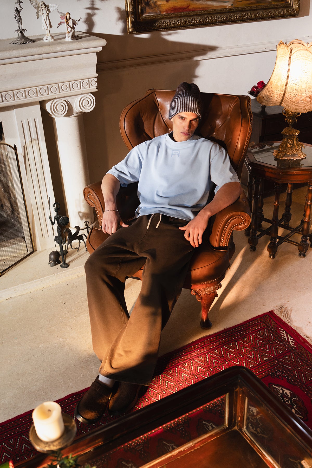 Unisex Boxy Fit Rt Icon Sprey Printed T-Shirt - Mavi