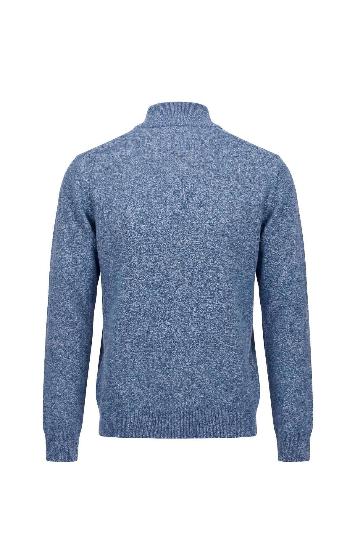 Erkek Relaxed Fit Zipper Mock Turtleneck - Mavi/Bordo