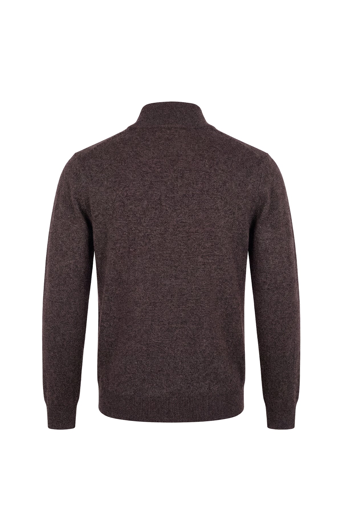 Erkek Relaxed Fit Zipper Mock Turtleneck - Kahverengi