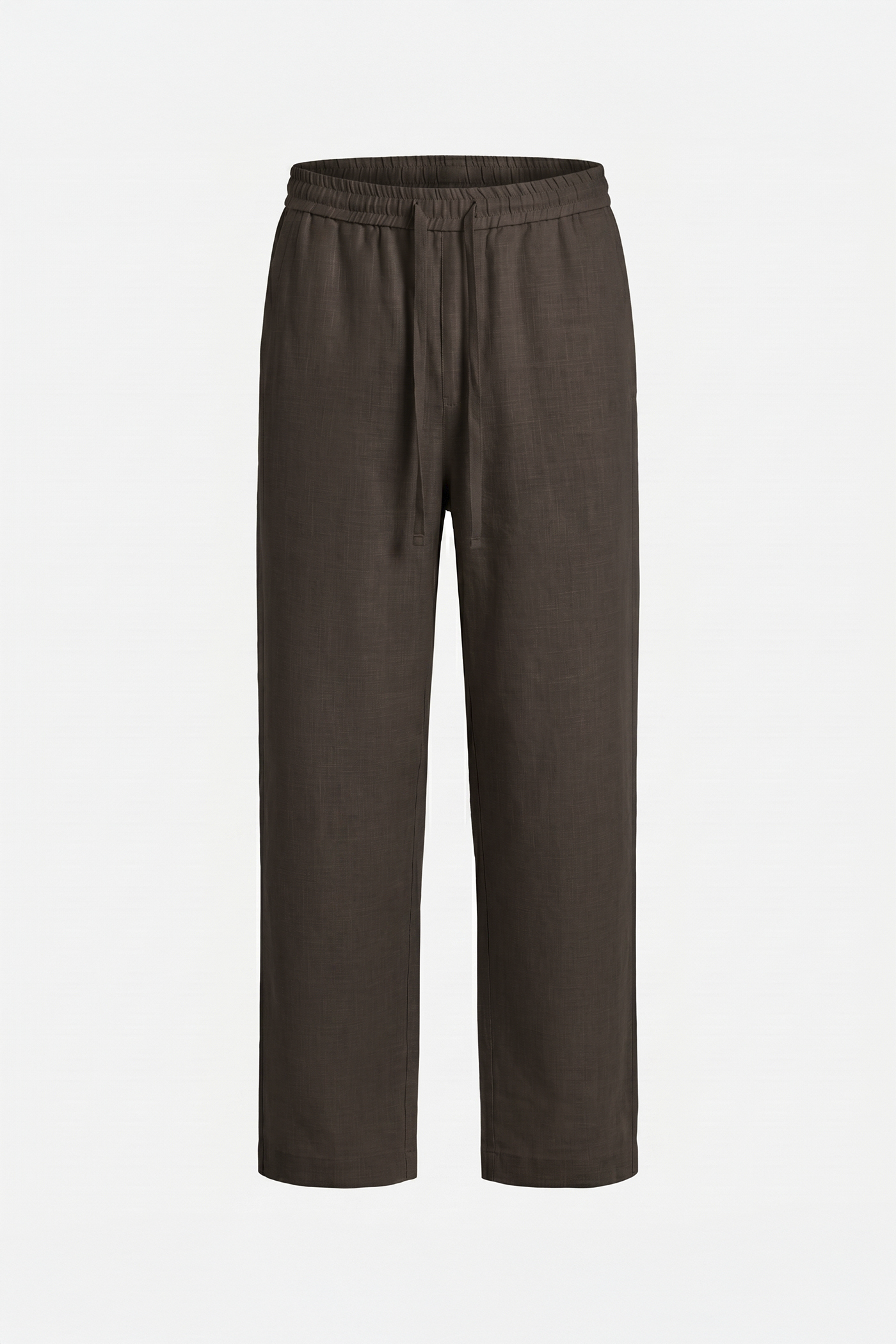 Erkek Relaxed Fit Rest Club Linen Pants - Koyu Kahve