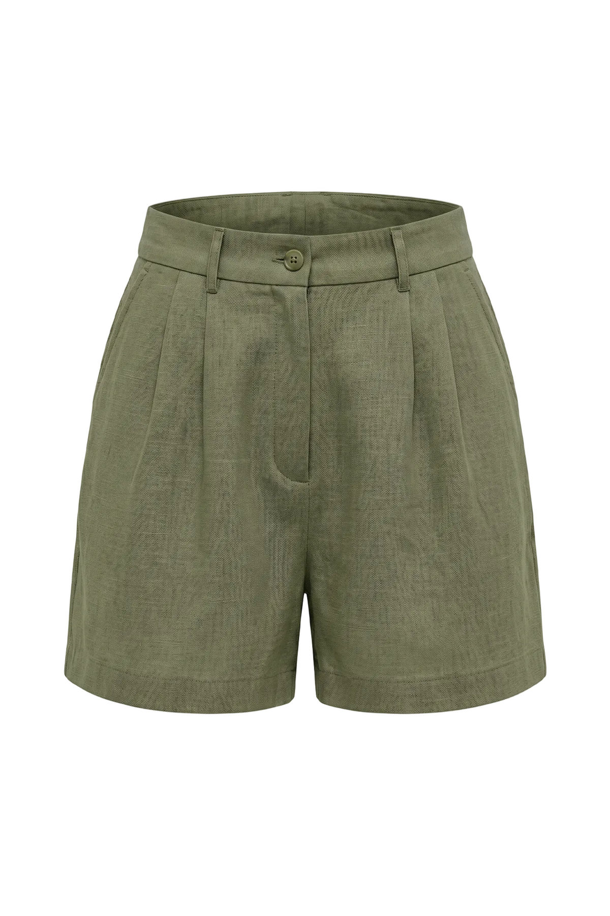 Kadın Oversized Rest Club Linen Short - Haki
