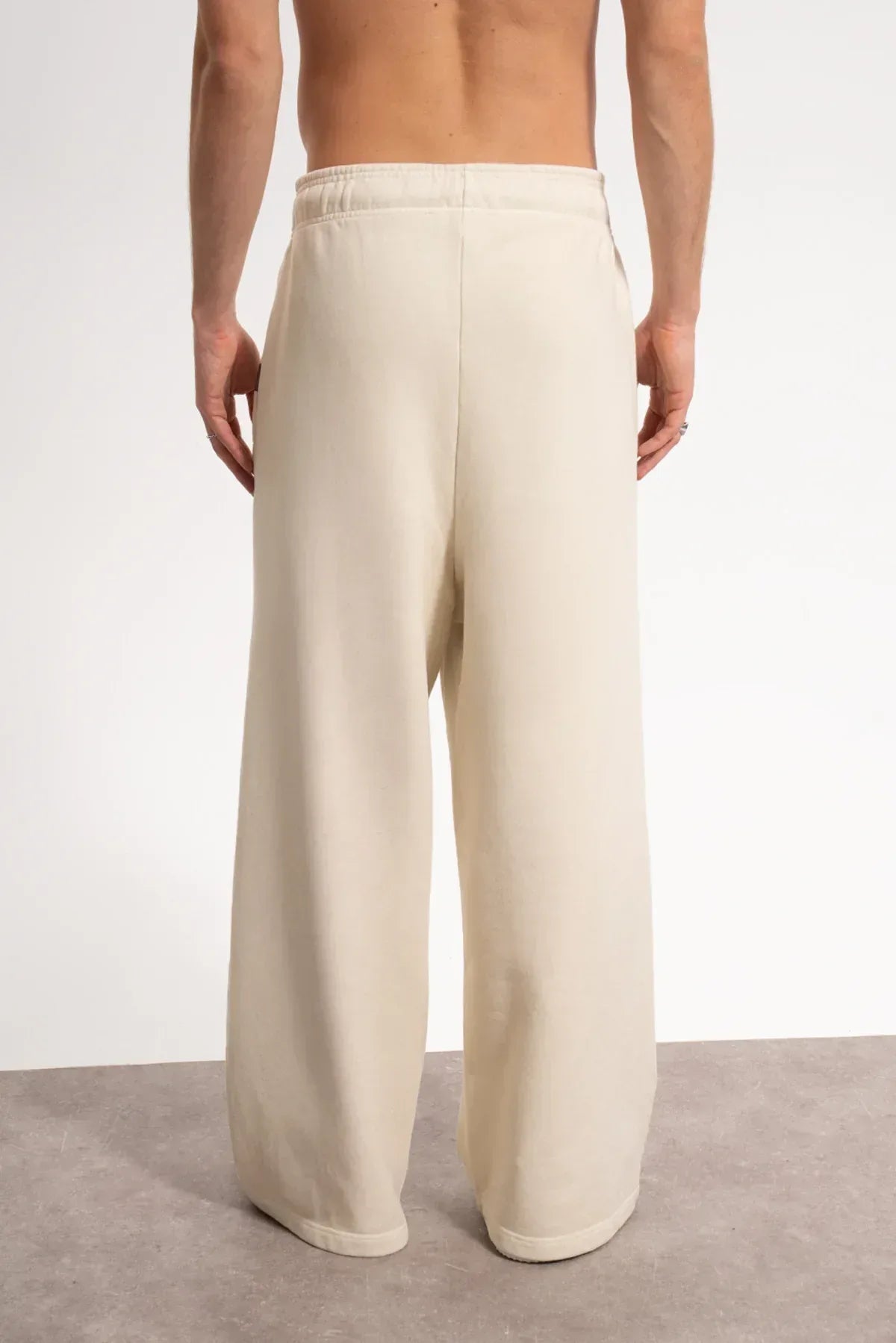 Erkek Baggy Fit Washed Sweatpants - Bej - REST 147