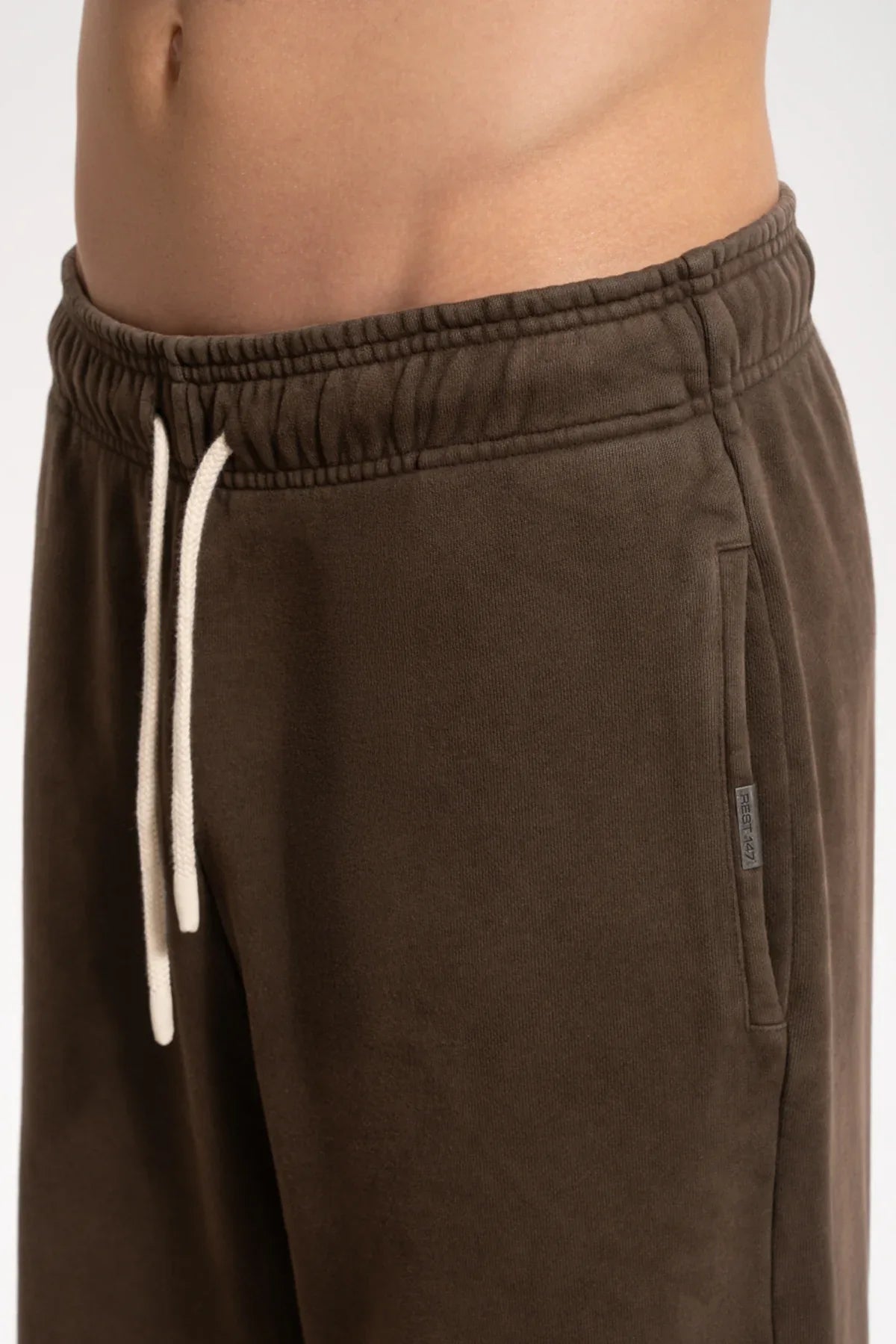 Erkek Baggy Fit Washed Sweatpants - Kahverengi - REST 147