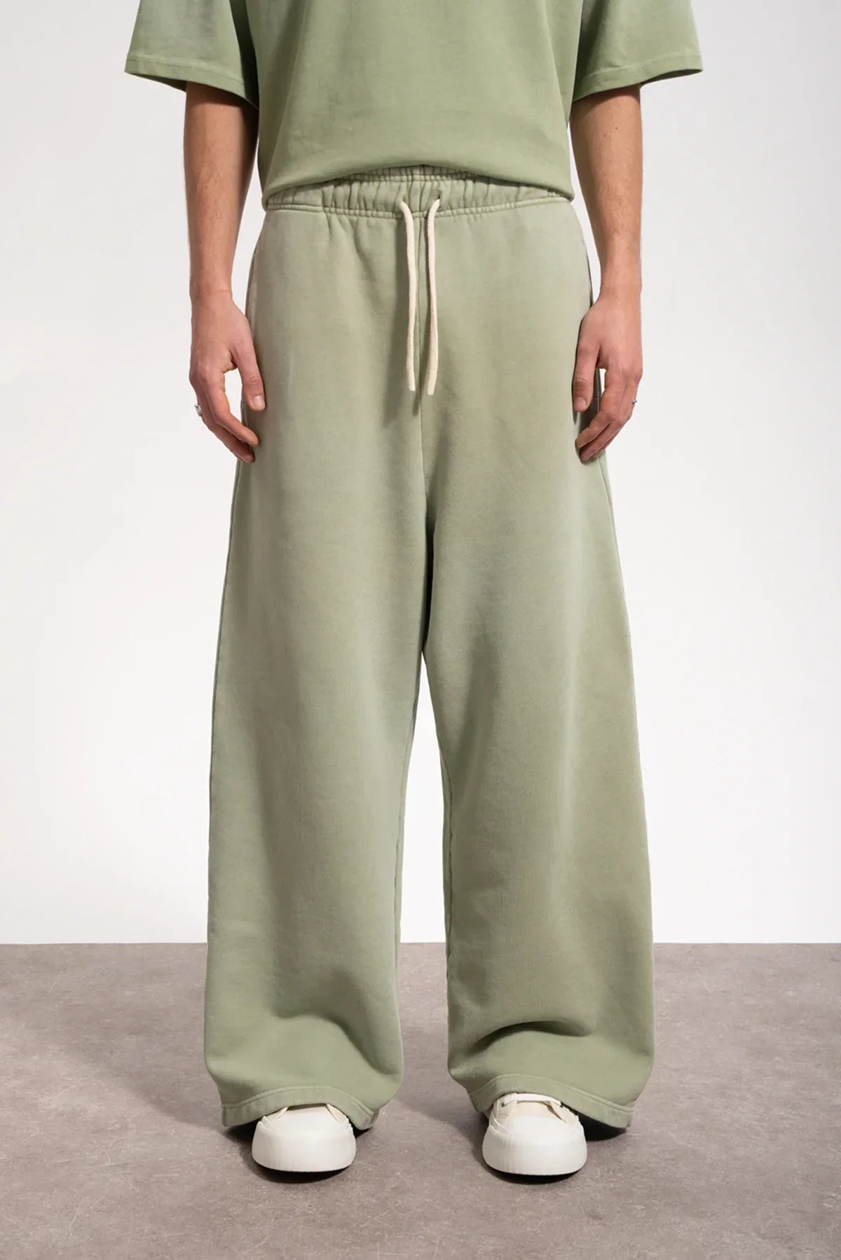 Erkek Baggy Fit Washed Sweatpants - Yeşil - REST 147