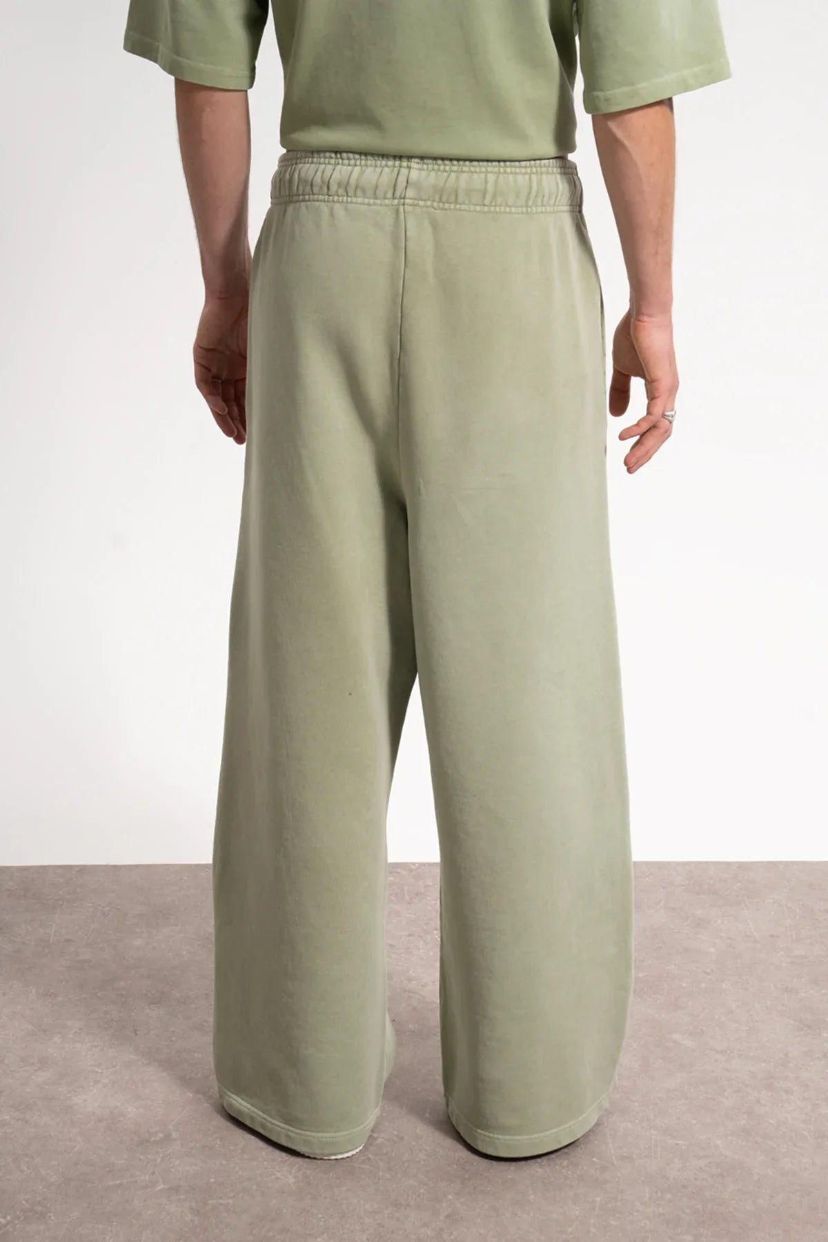 Erkek Baggy Fit Washed Sweatpants - Yeşil - REST 147