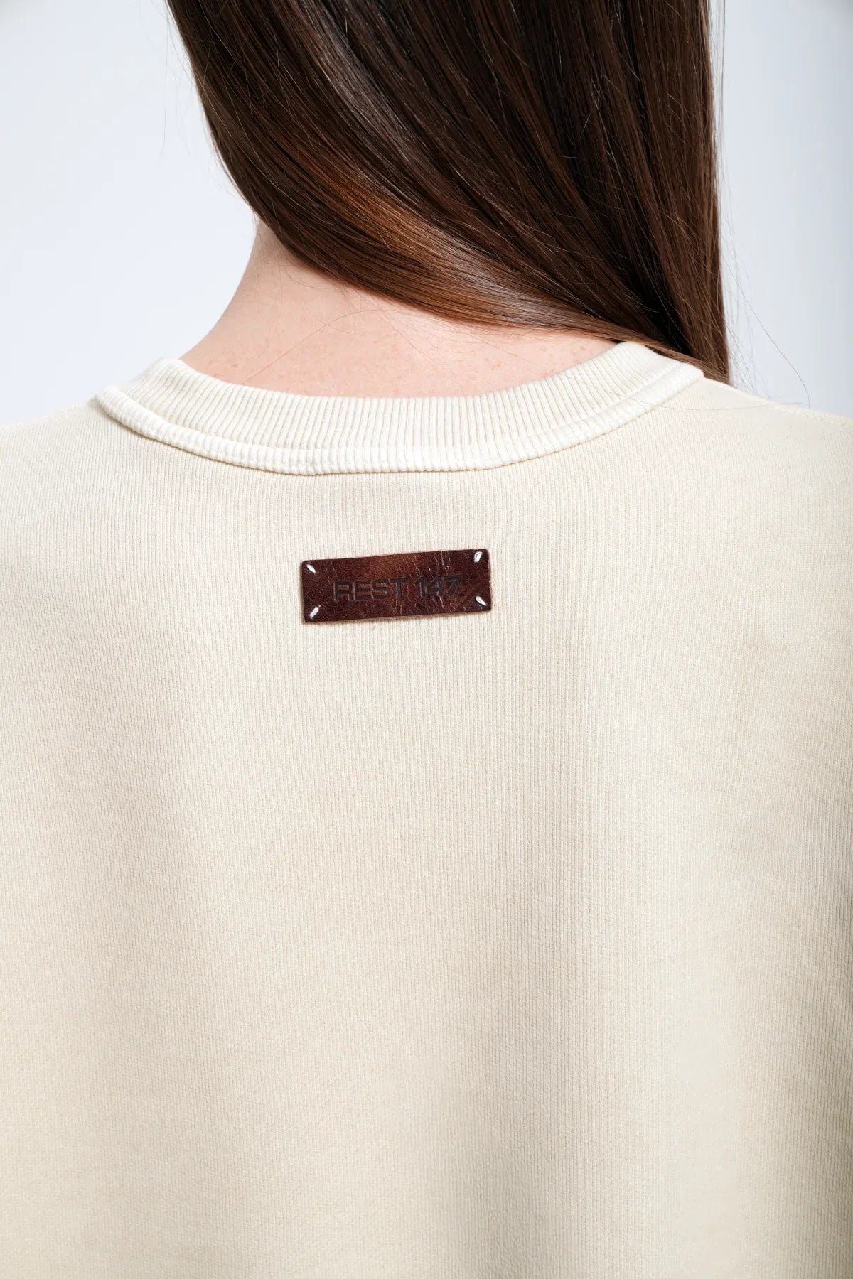 Kadın Boxy Fit Oversized Washed Sweatshirt - Bej - REST 147