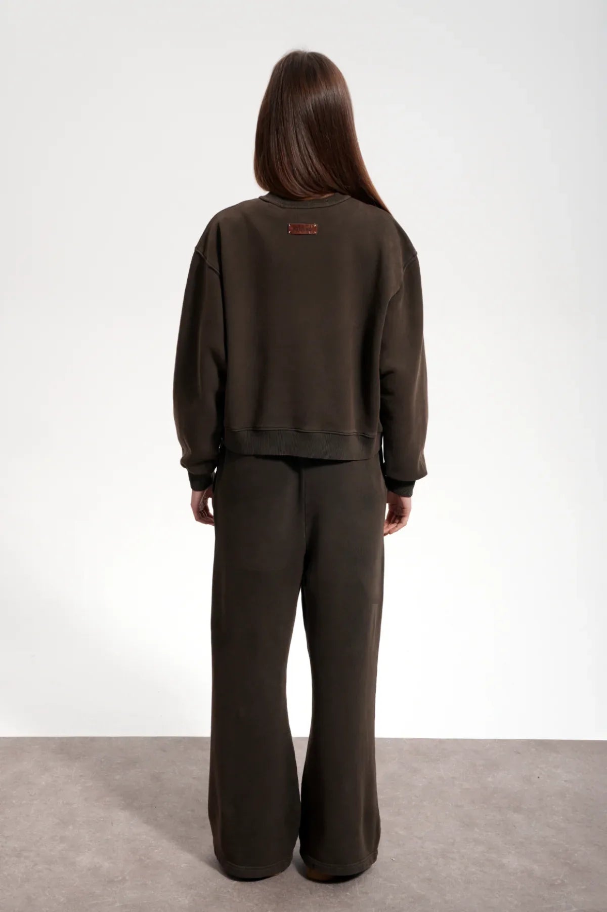 Kadın Boxy Fit Oversized Washed Sweatshirt - Kahverengi - REST 147