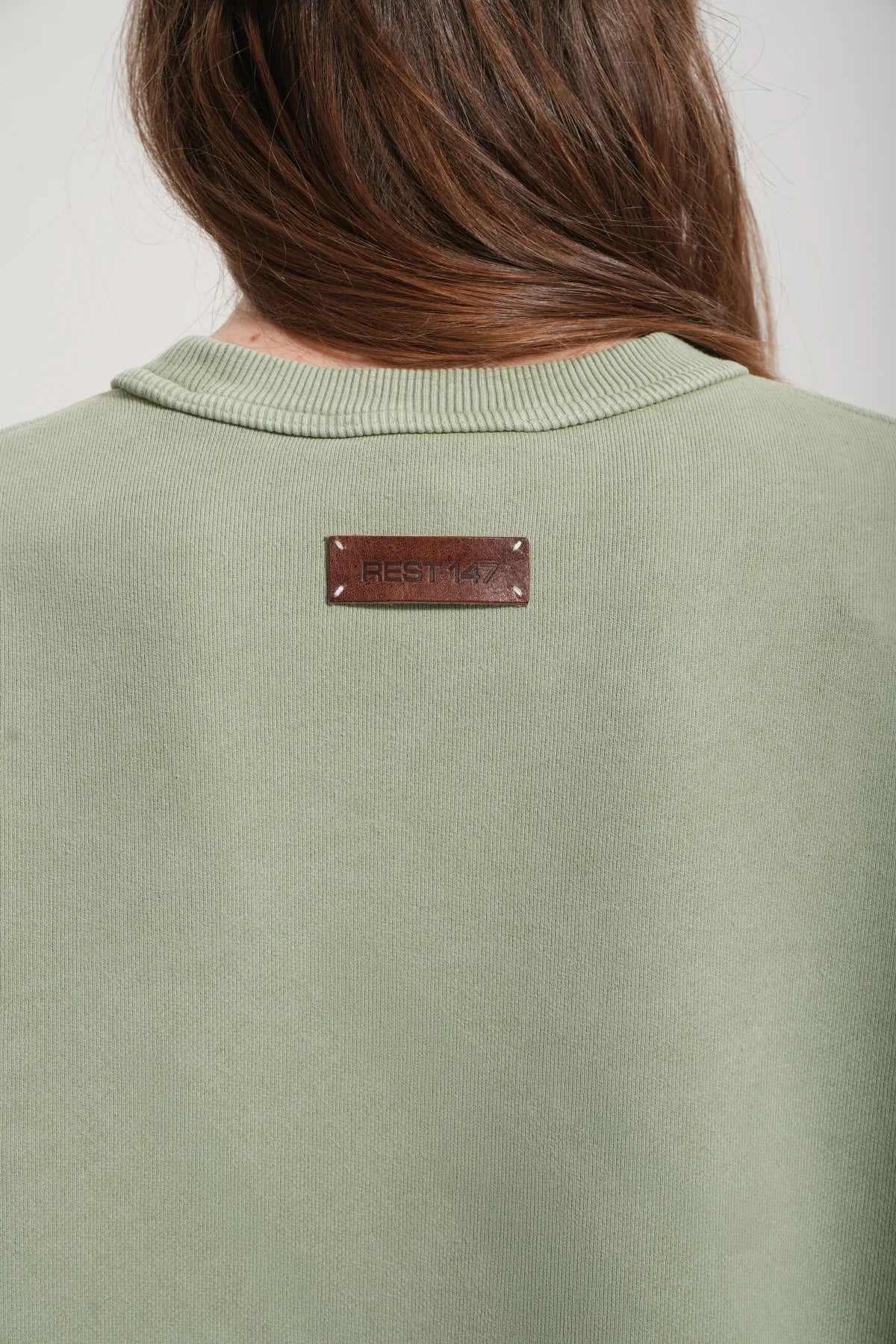 Kadın Boxy Fit Oversized Washed Sweatshirt - Yeşil - REST 147