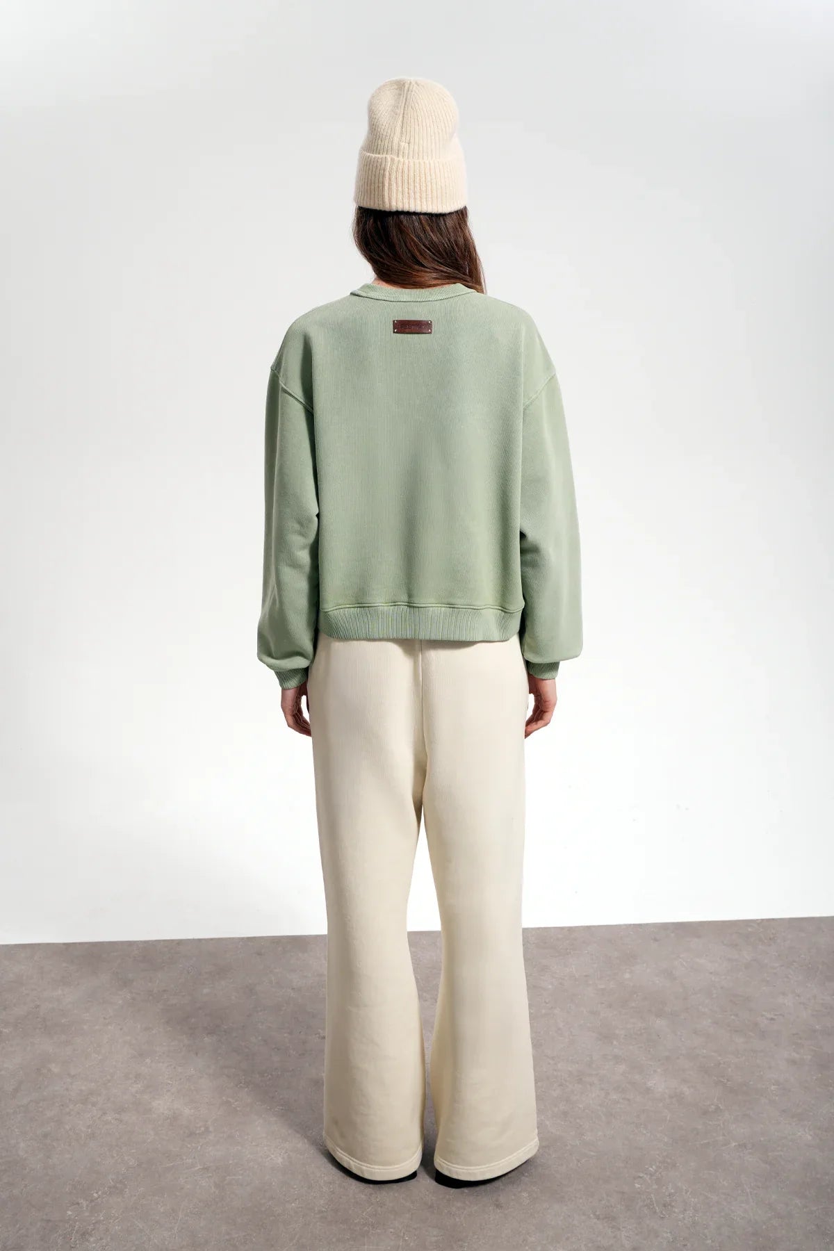 Kadın Boxy Fit Oversized Washed Sweatshirt - Yeşil - REST 147