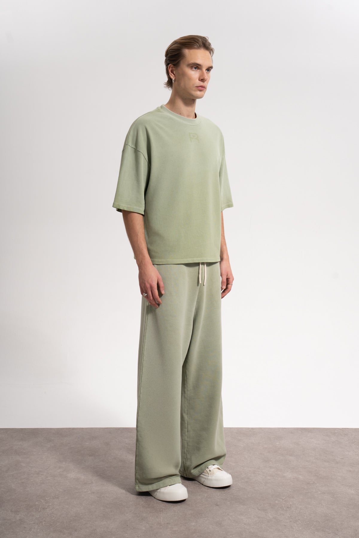 Unisex Boxy Fit Rt Icon Sprey Printed T-Shirt - Yeşil