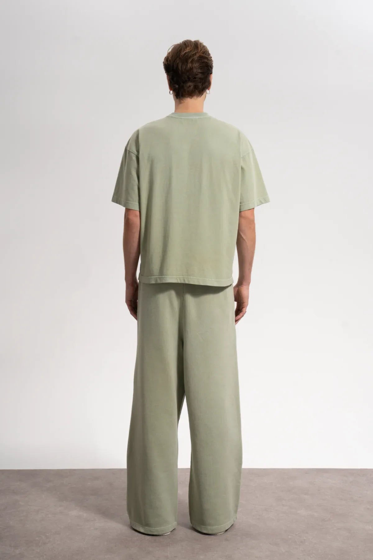 Erkek Oversized Washed Basic T-Shirt - Yeşil - REST 147