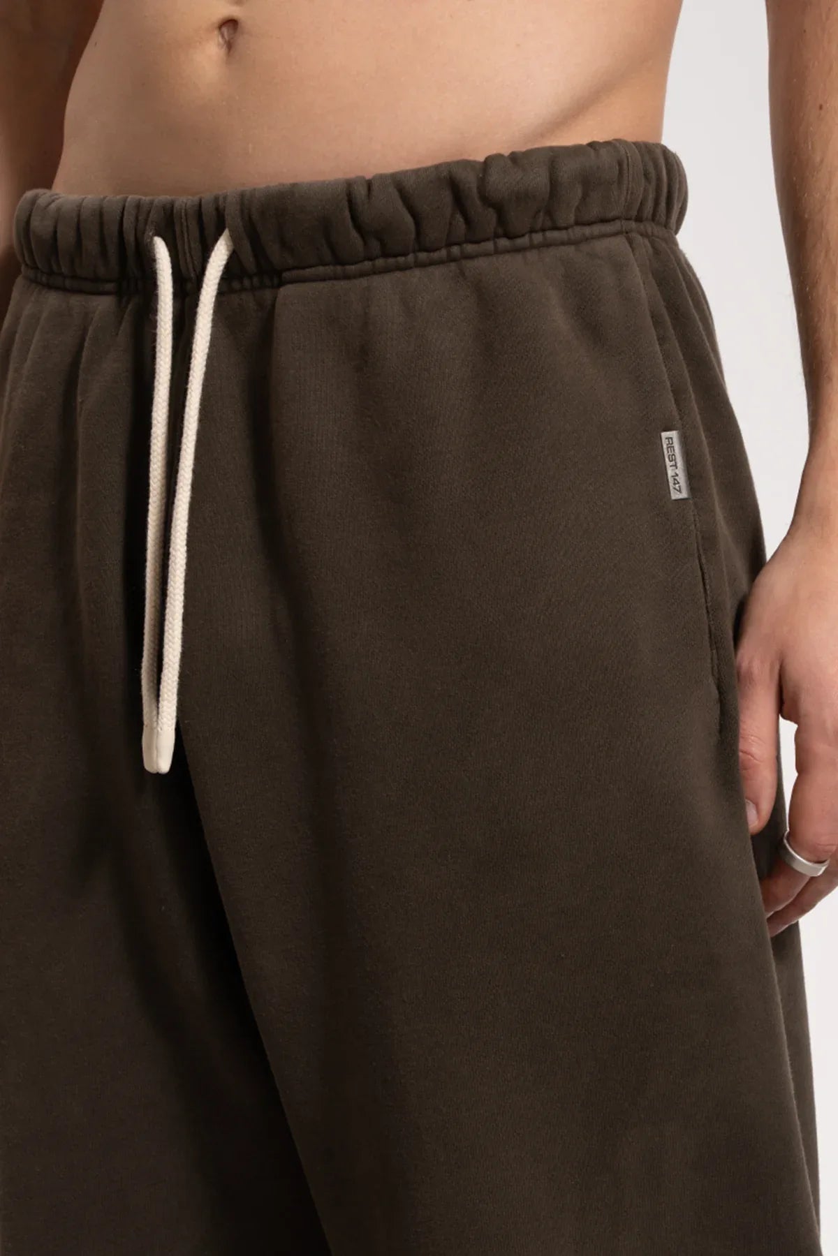 Erkek Relaxed Fit Washed Sweatpants - Kahverengi - REST 147