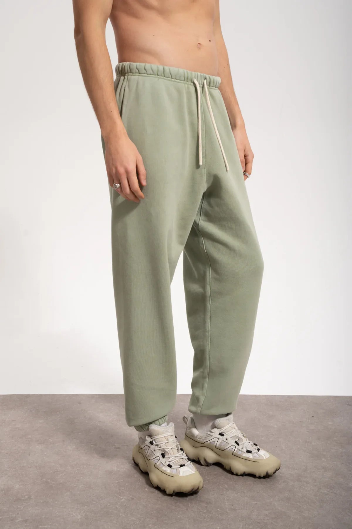 Erkek Relaxed Fit Washed Sweatpants - Yeşil - REST 147