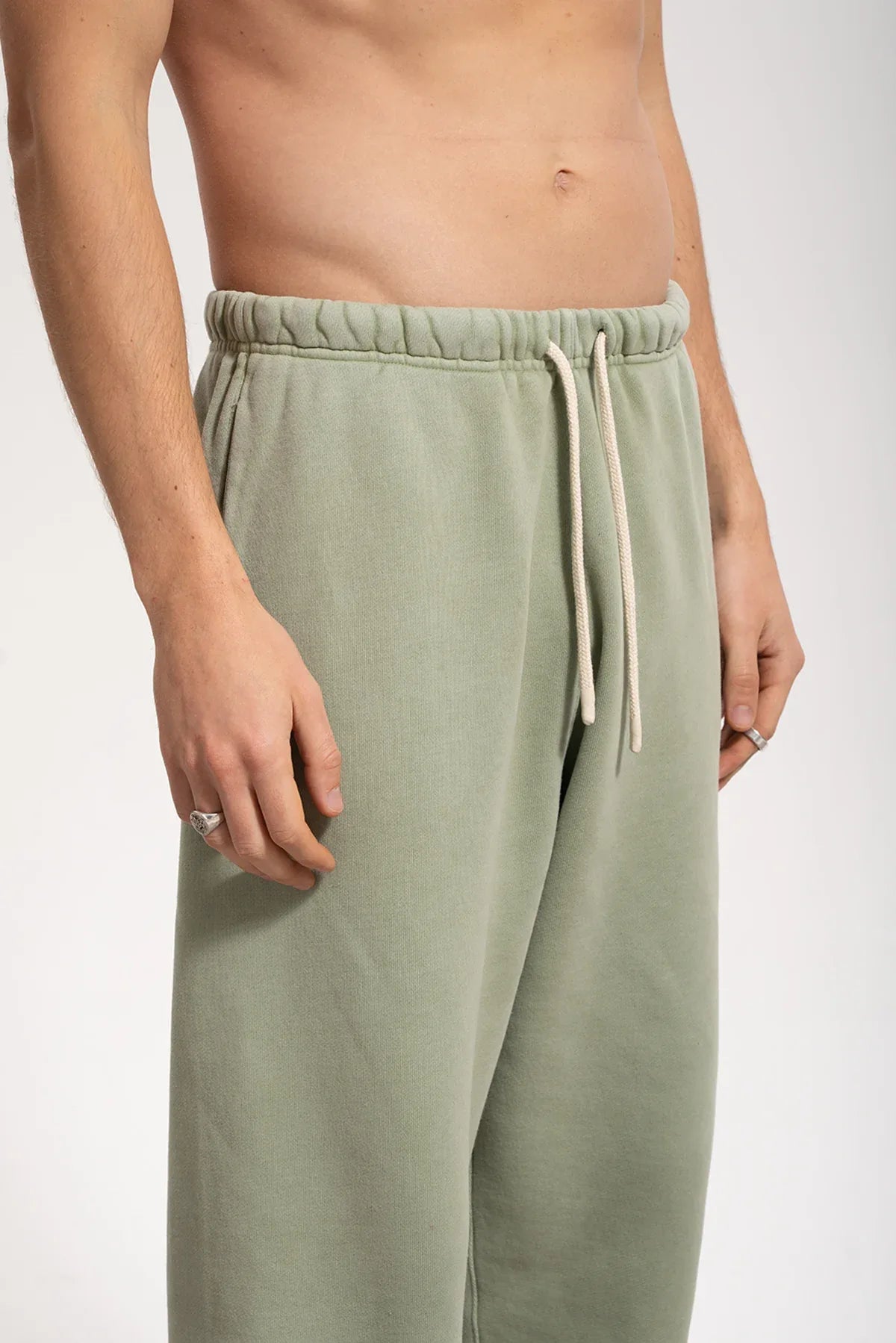 Erkek Relaxed Fit Washed Sweatpants - Yeşil - REST 147