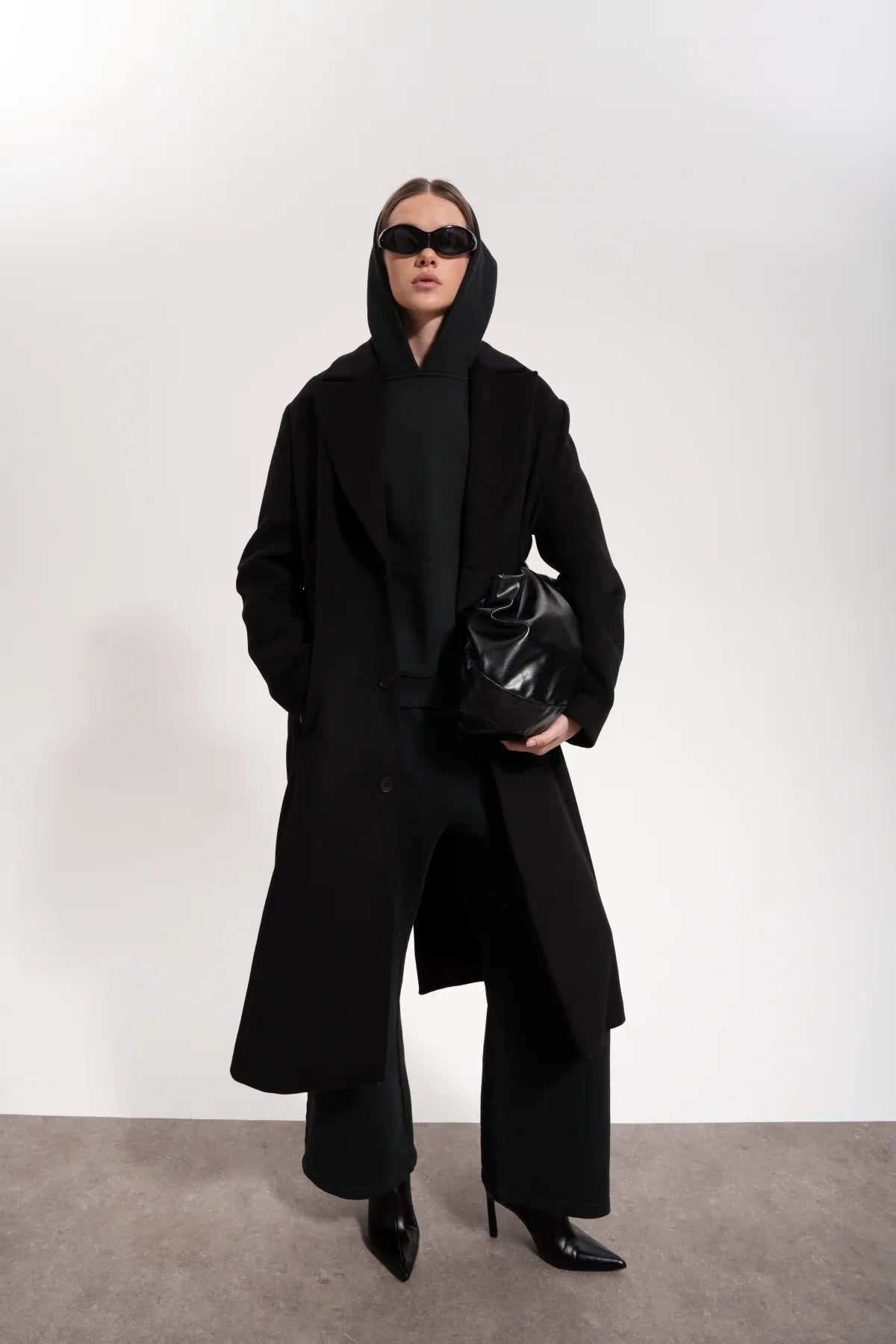 Kadın Boxy Fit Washed Hoodie - Siyah - REST 147