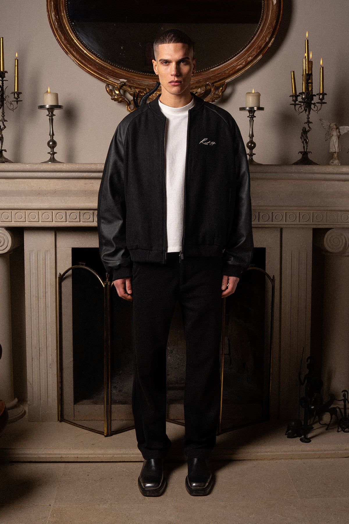 Unisex Relaxed Fit Unisex College Jacket - Siyah