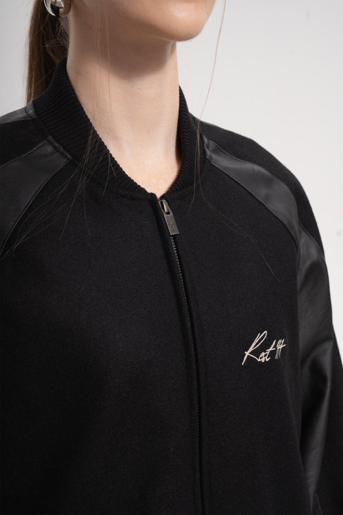 Unisex Relaxed Fit Unisex College Jacket - Siyah