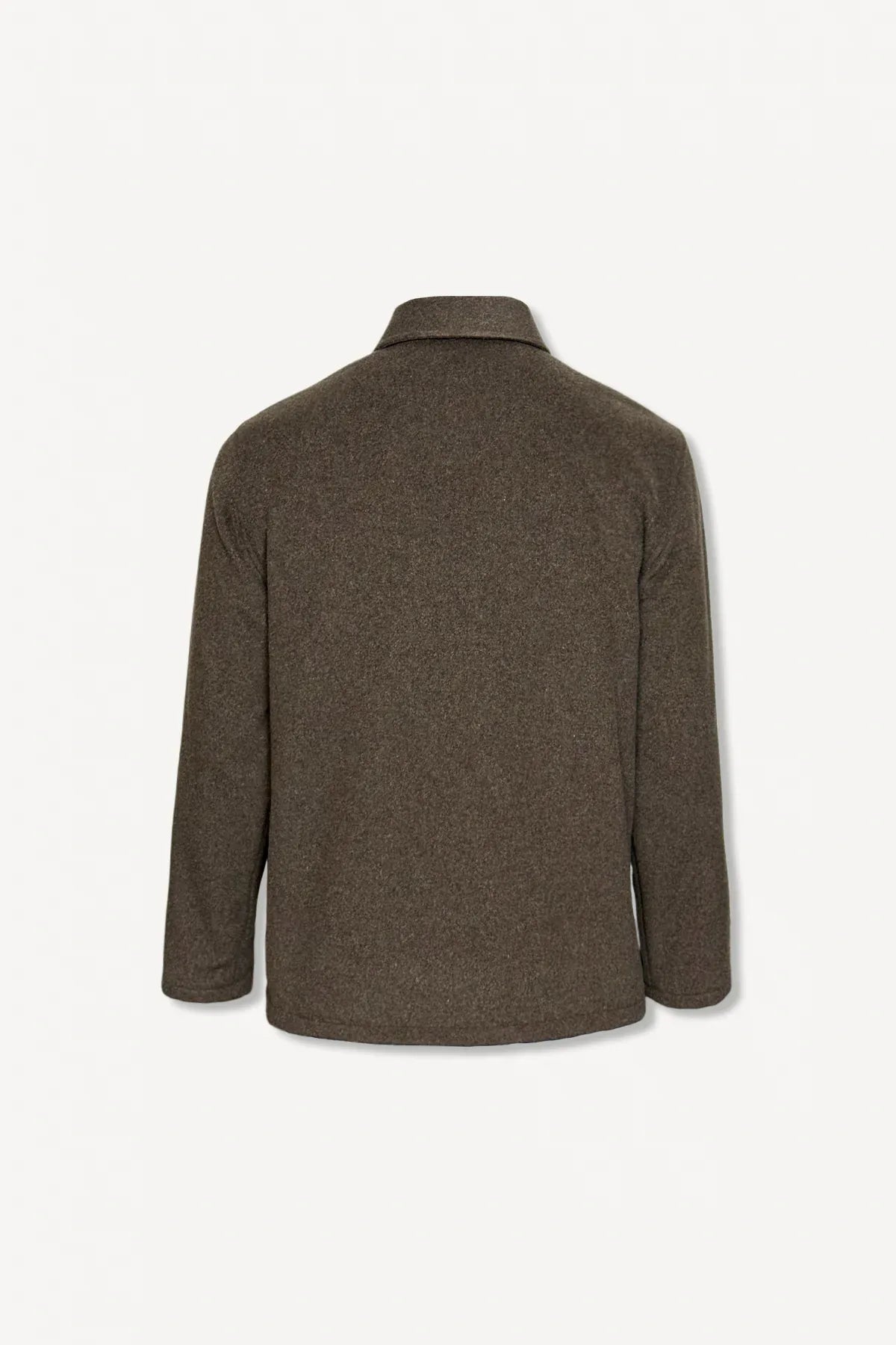 Erkek Relaxed Fit Wool Zipper Jacket Kahverengi - REST 147