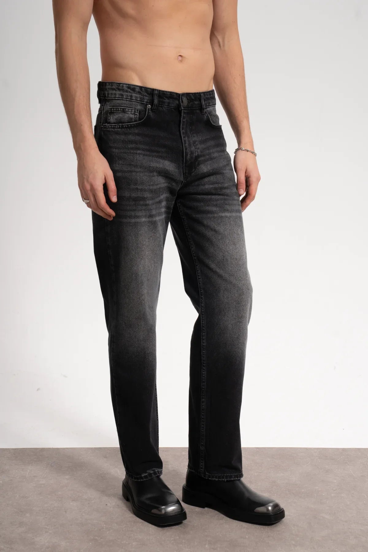 Erkek Relaxed Fit Key Denim Pants - Siyah - REST 147