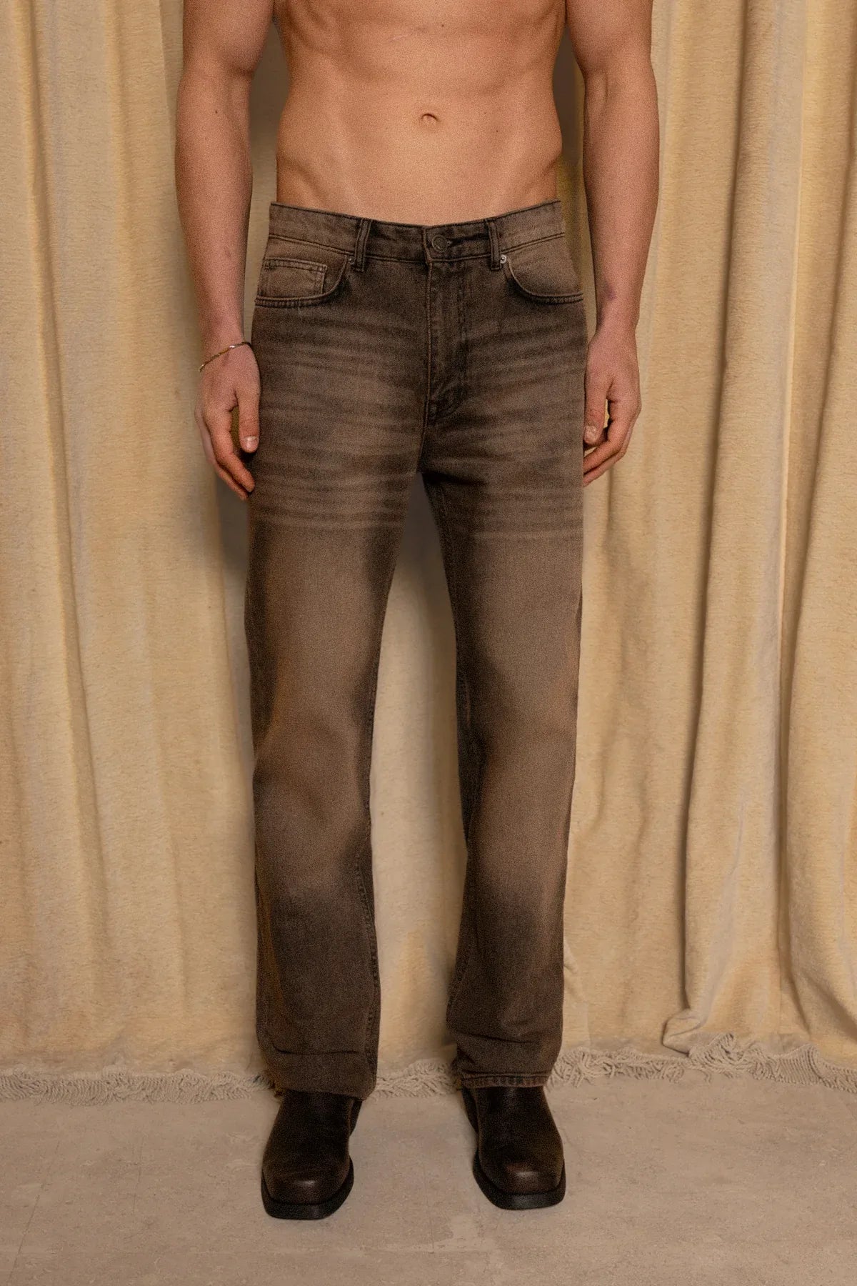 Erkek Relaxed Fit Key Denim Pants - Kahverengi - REST 147