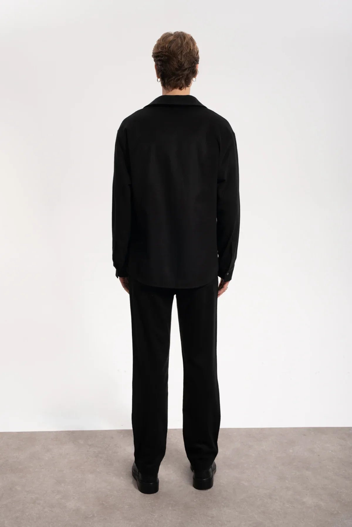 Erkek Relaxed Fit Wool Pants - Siyah - REST 147