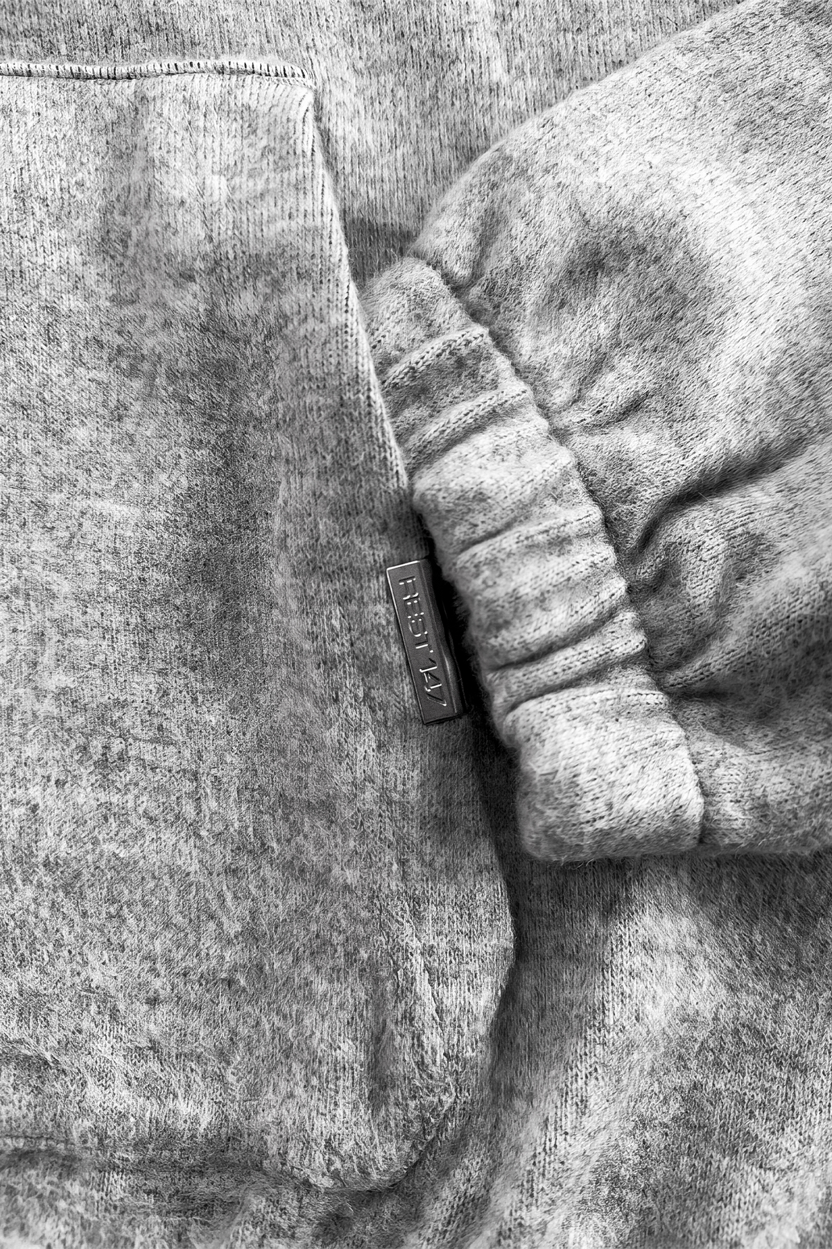 Erkek Oversized Brushed Marl Knit Hoodie - Grimelanj