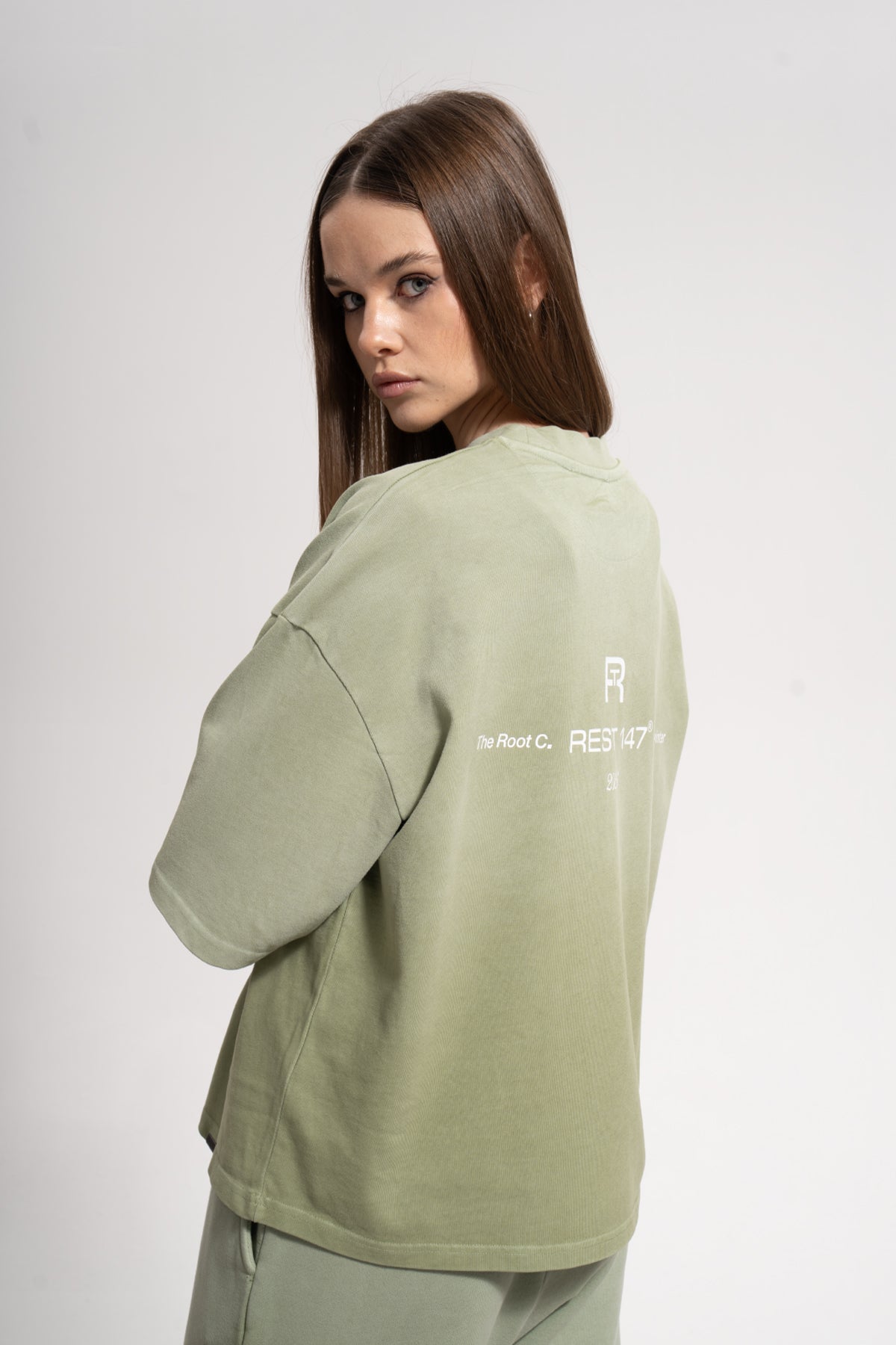 Unisex Boxy Fit Rt Icon Sprey Printed T-Shirt - Yeşil