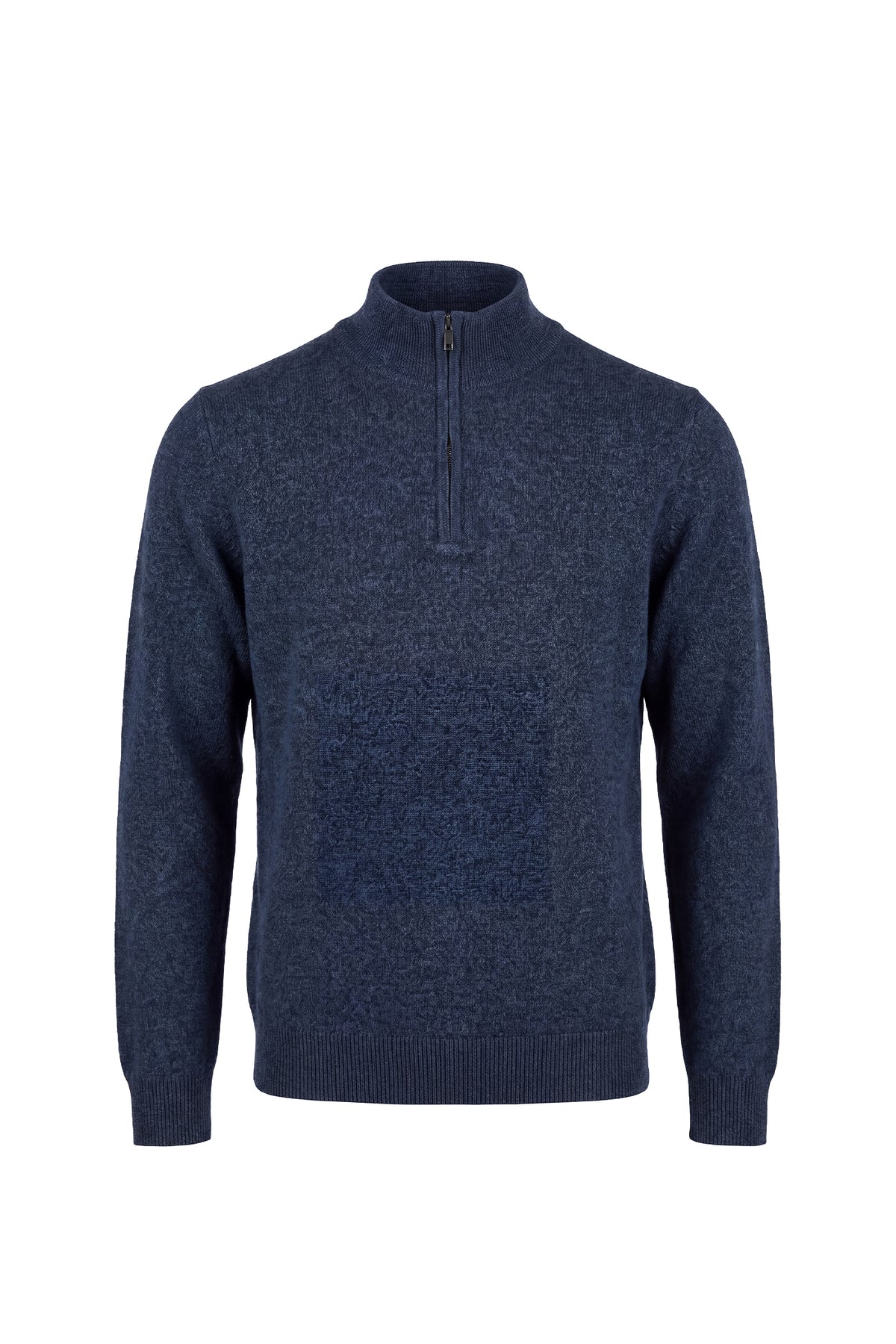 Erkek Relaxed Fit Zipper Mock Turtleneck - Lacivert