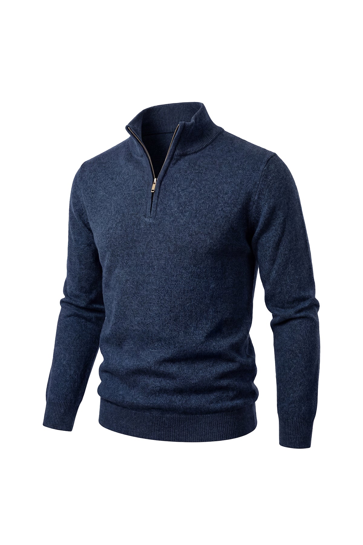 Erkek Relaxed Fit Zipper Mock Turtleneck - Lacivert