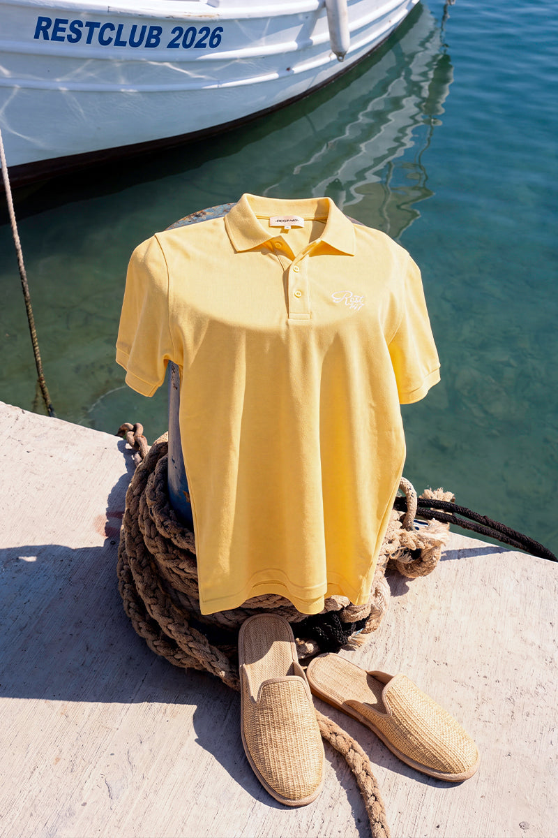 Erkek Relaxed Fit Rest Club Polo T-shirt - Sarı
