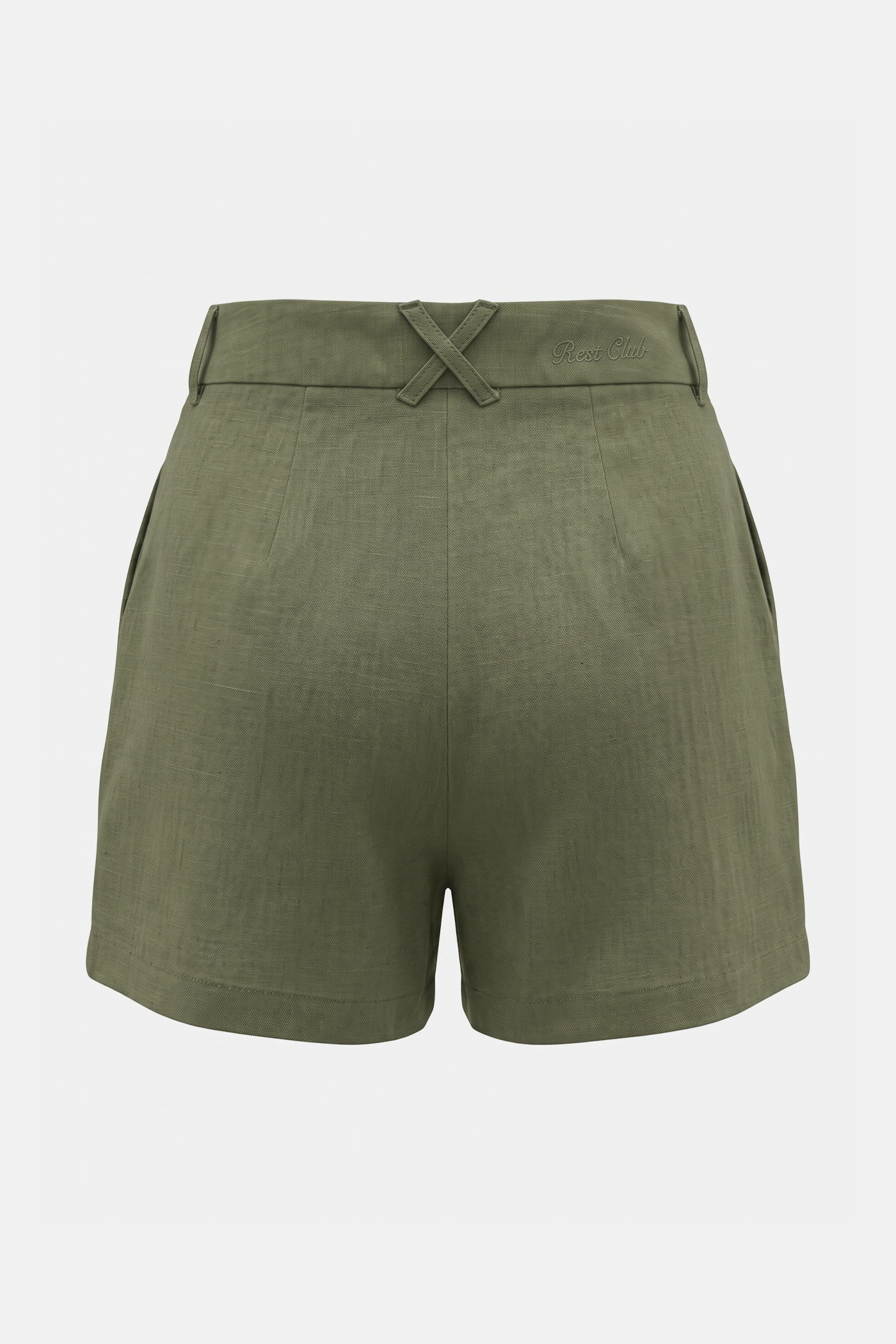 Kadın Oversized Rest Club Linen Short - Haki