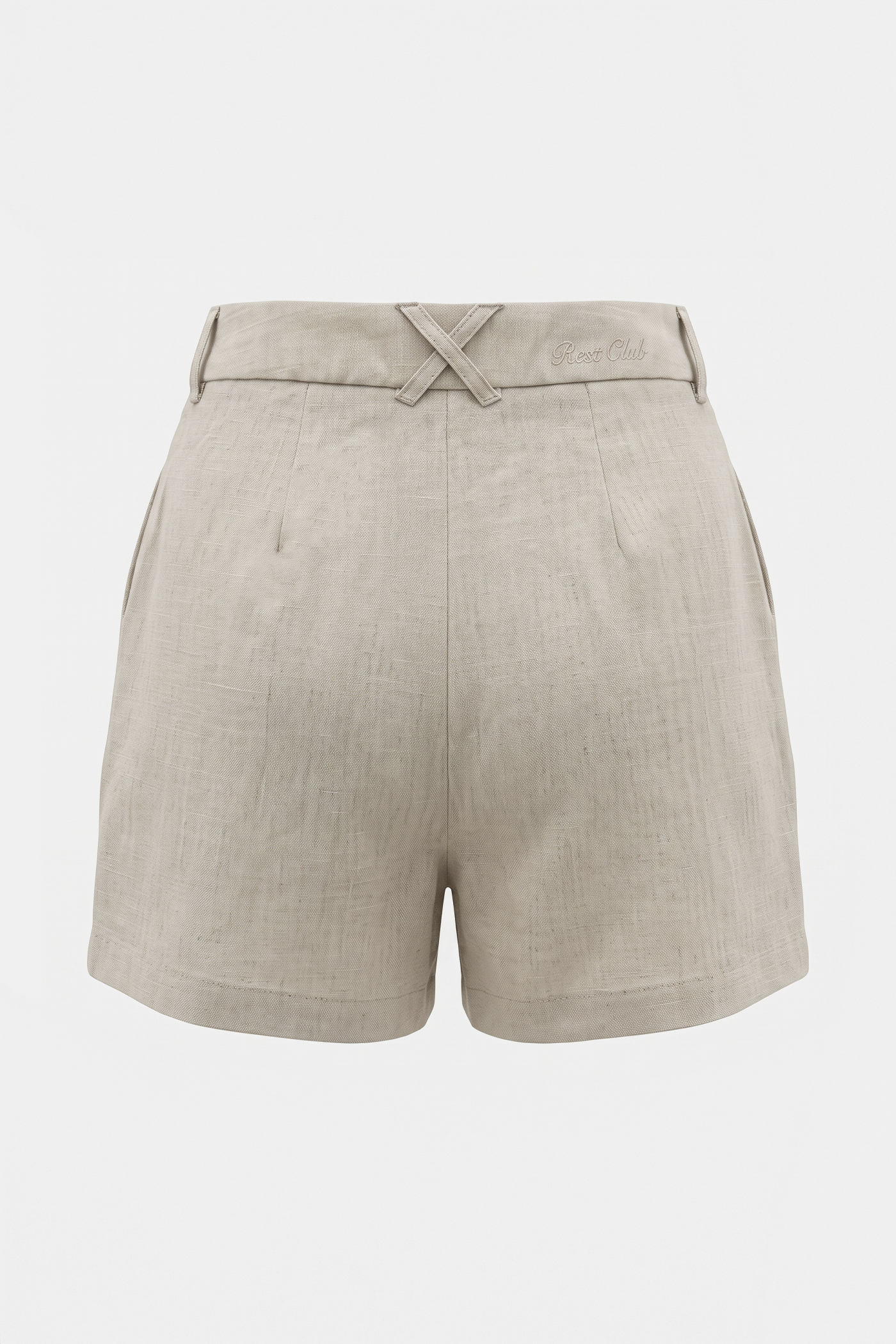 Kadın Oversized Rest Club Linen Short - Bej