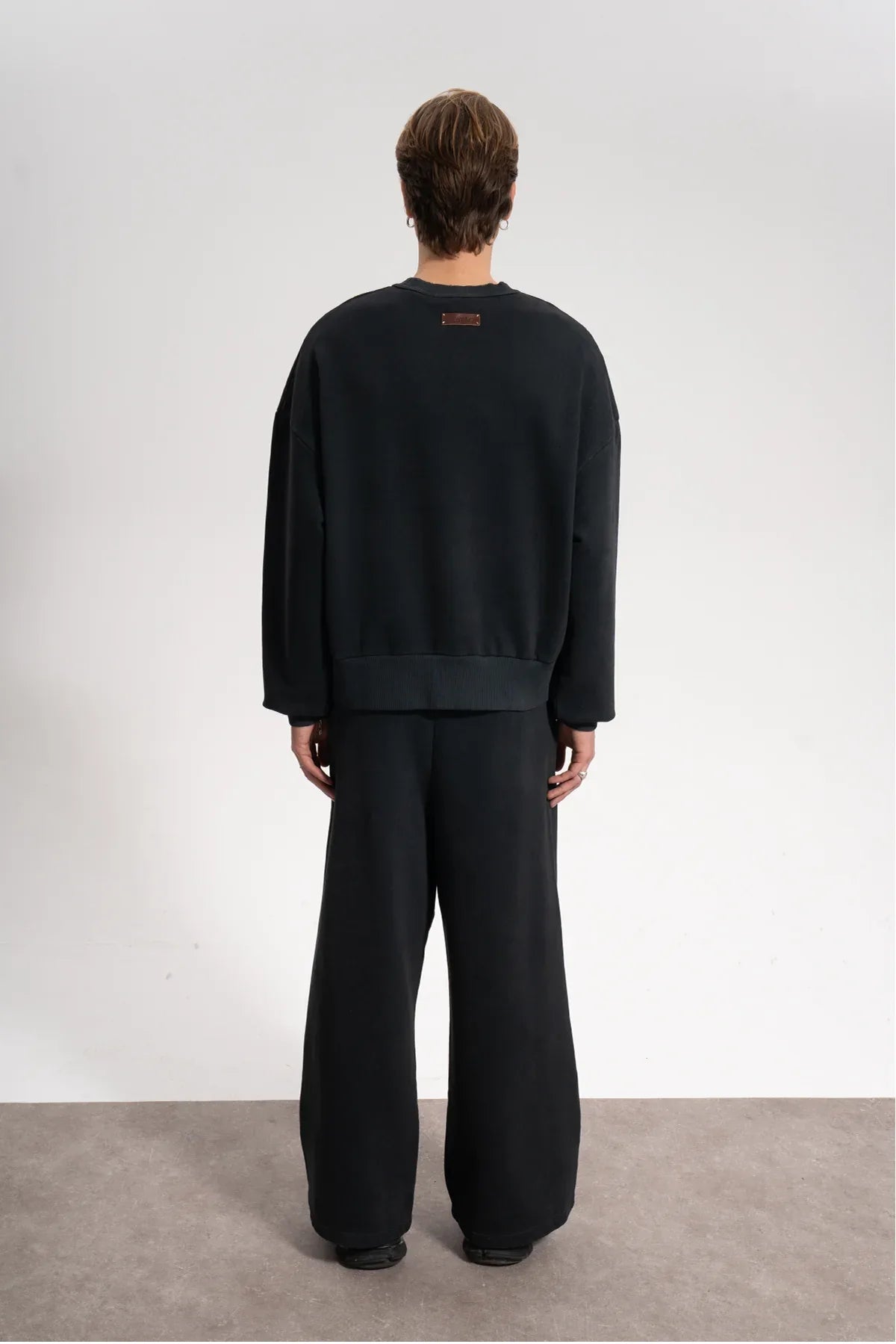 Erkek Oversized Washed Distressed Sweatshirt - Siyah - REST 147