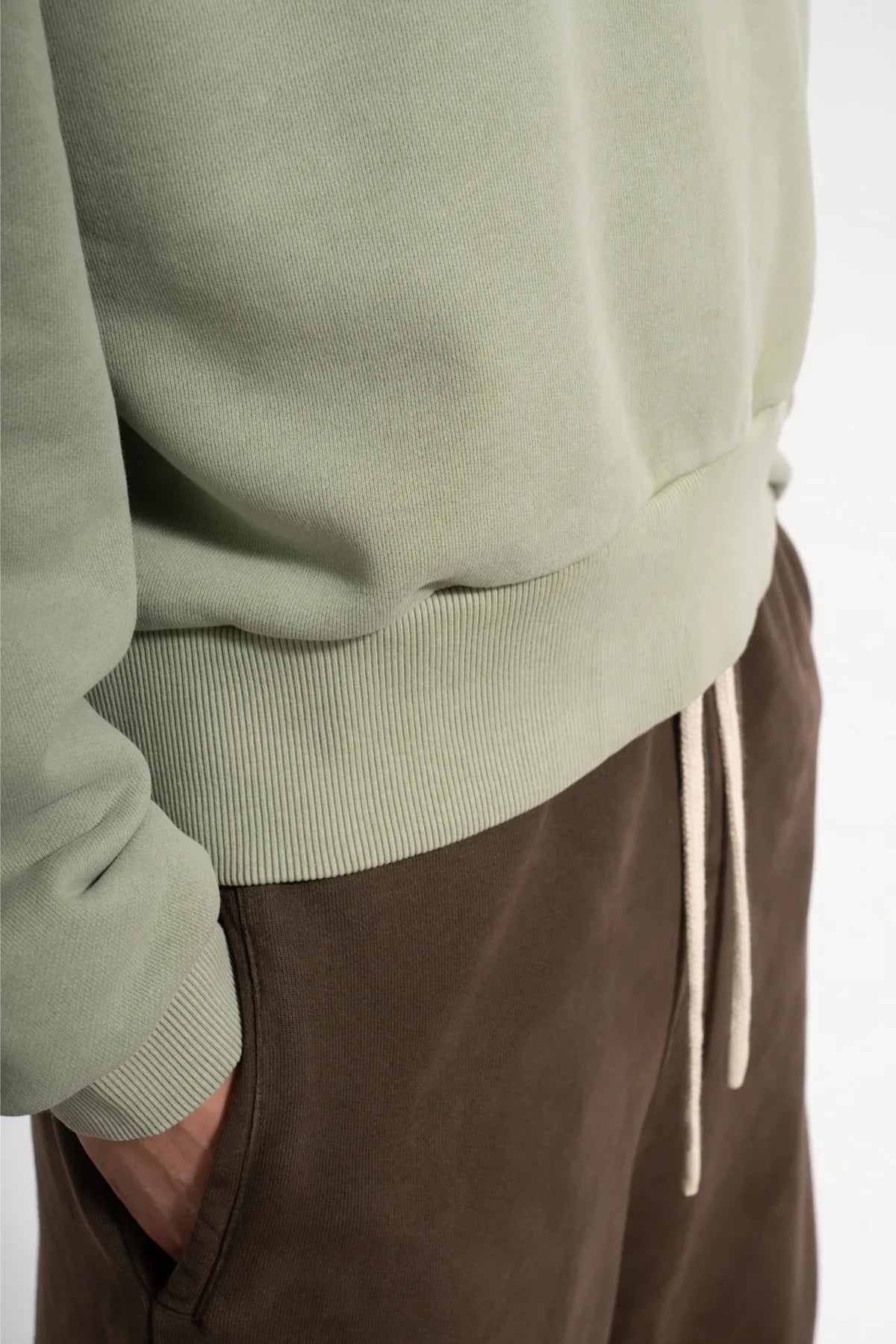 Erkek Oversized Washed Distressed Sweatshirt - Yeşil - REST 147