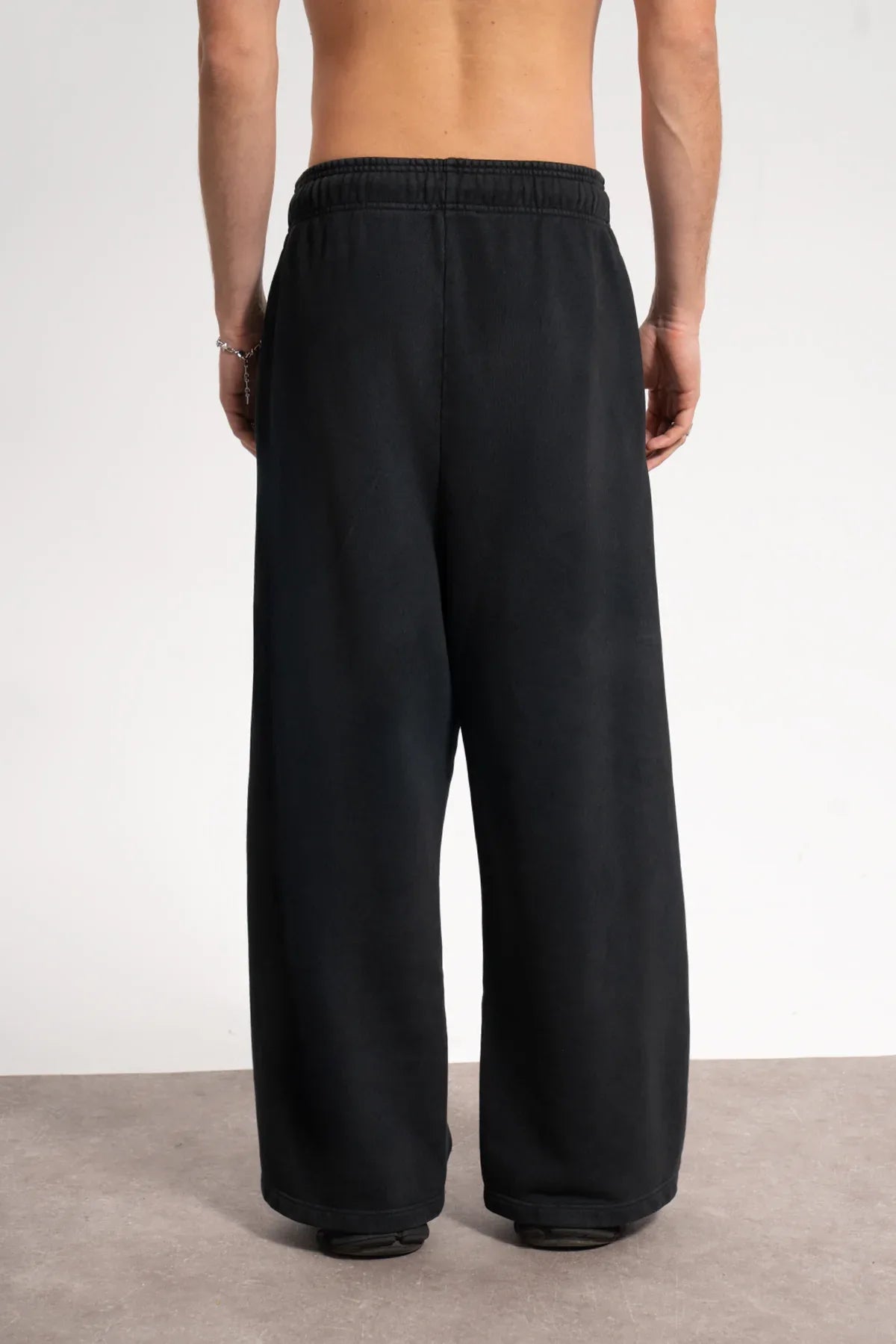 Erkek Baggy Fit Washed Sweatpants - Siyah - REST 147