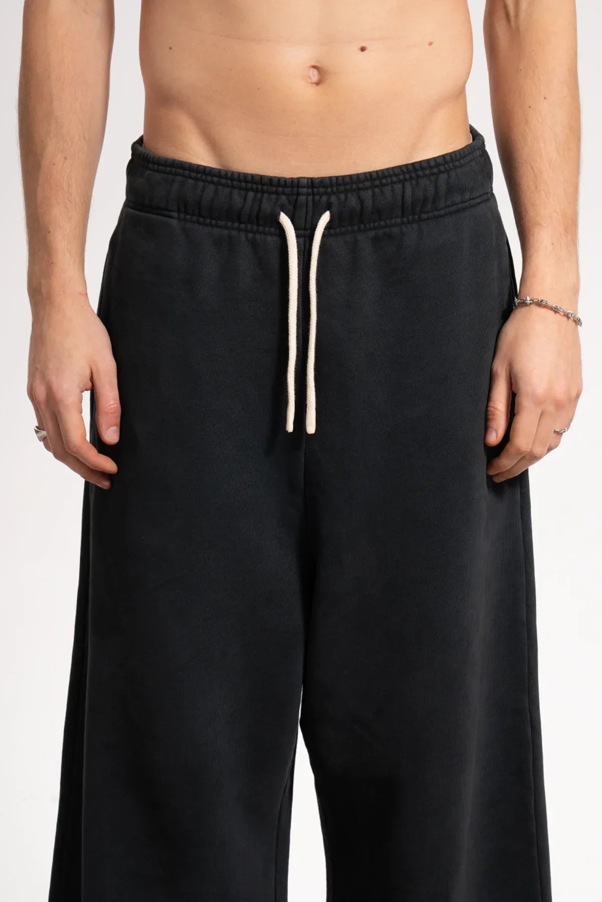 Erkek Baggy Fit Washed Sweatpants - Siyah - REST 147