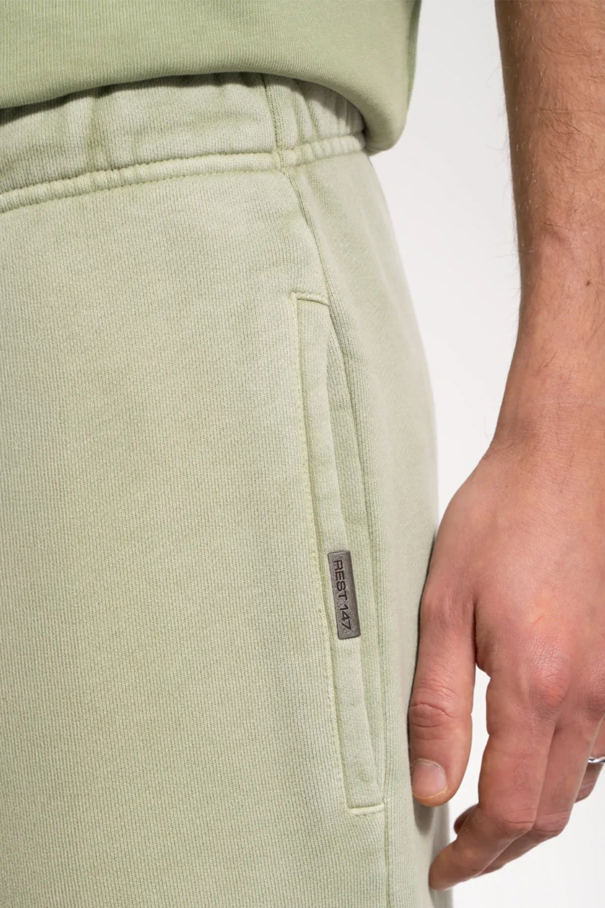 Erkek Baggy Fit Washed Sweatpants - Yeşil - REST 147