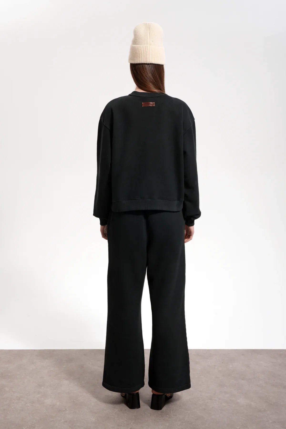 Kadın Boxy Fit Oversized Washed Sweatshirt - Siyah - REST 147