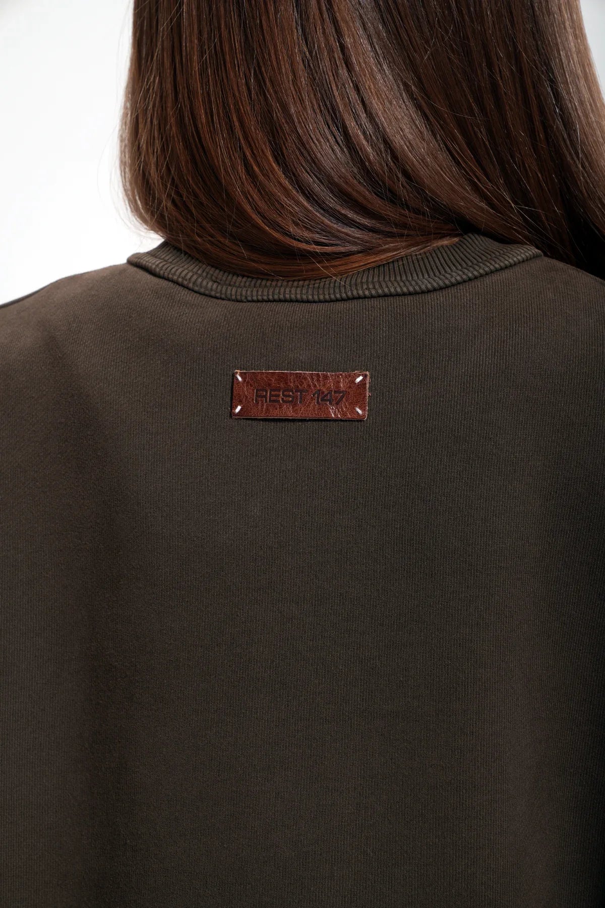 Kadın Boxy Fit Oversized Washed Sweatshirt - Kahverengi - REST 147