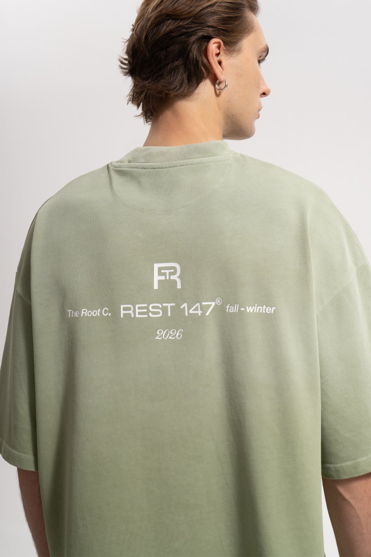Unisex Boxy Fit Rt Icon Sprey Printed T-Shirt - Yeşil