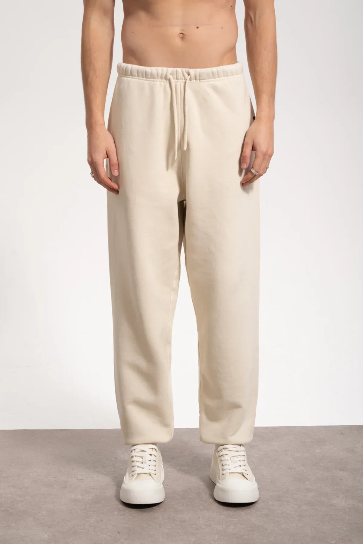 Erkek Relaxed Fit Washed Sweatpants - Bej - REST 147