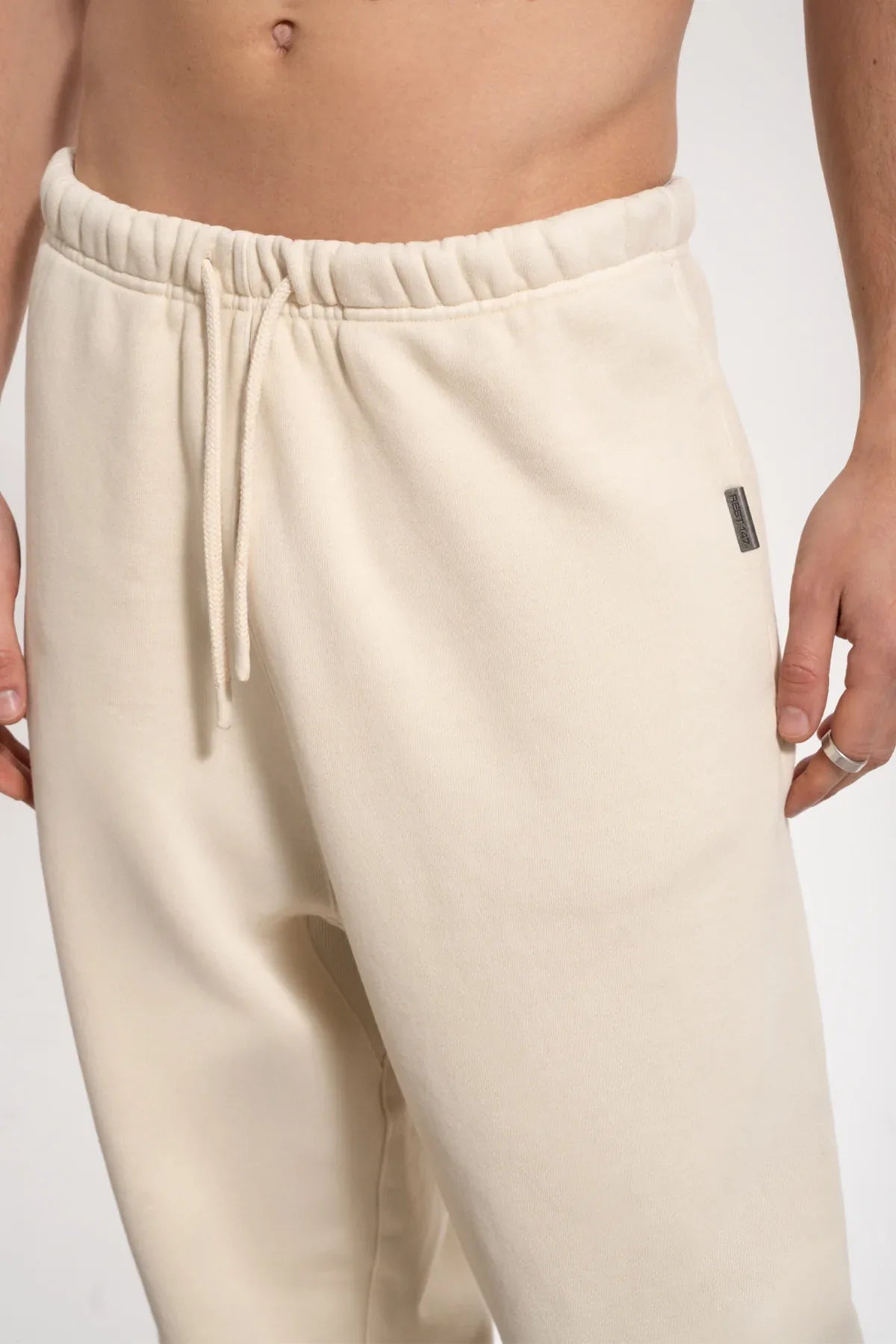 Erkek Relaxed Fit Washed Sweatpants - Bej - REST 147