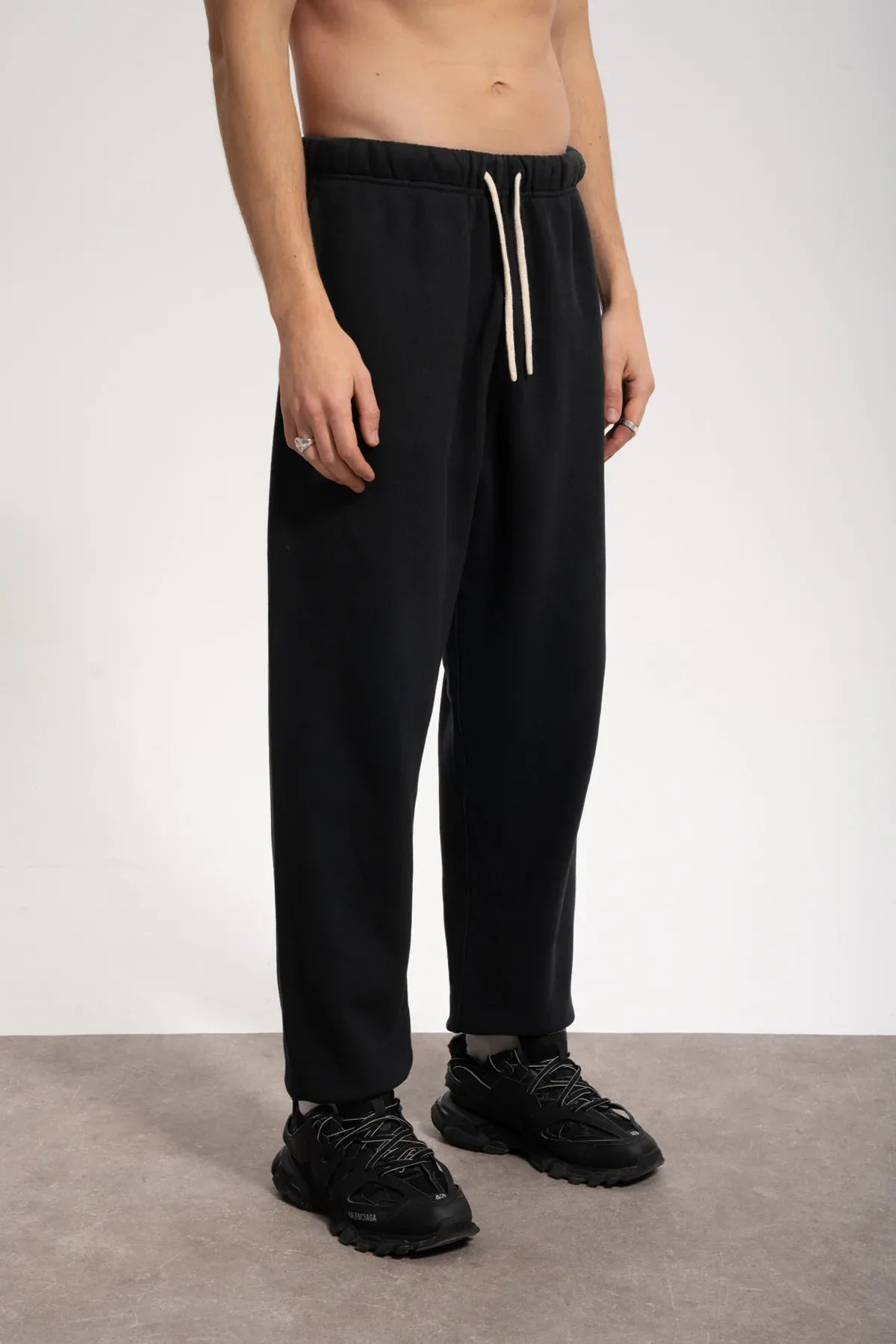 Erkek Relaxed Fit Washed Sweatpants - Siyah - REST 147