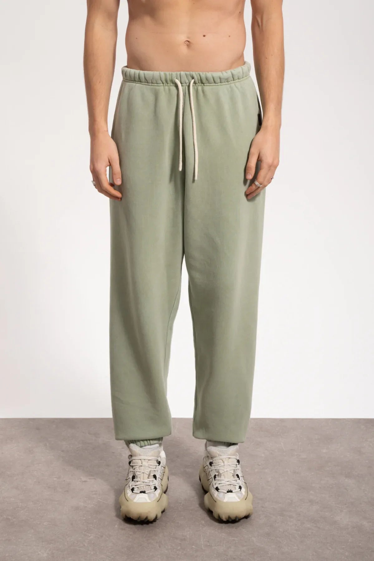 Erkek Relaxed Fit Washed Sweatpants - Yeşil - REST 147