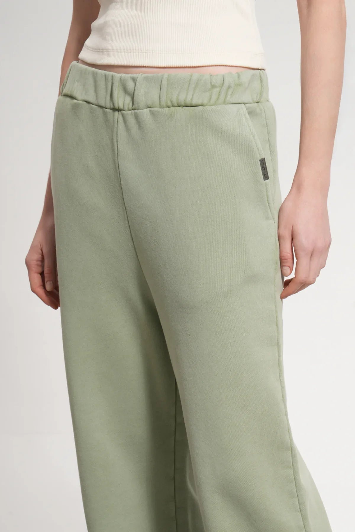 Kadın Flared Wide Leg Washed Sweatpants - Yeşil - REST 147