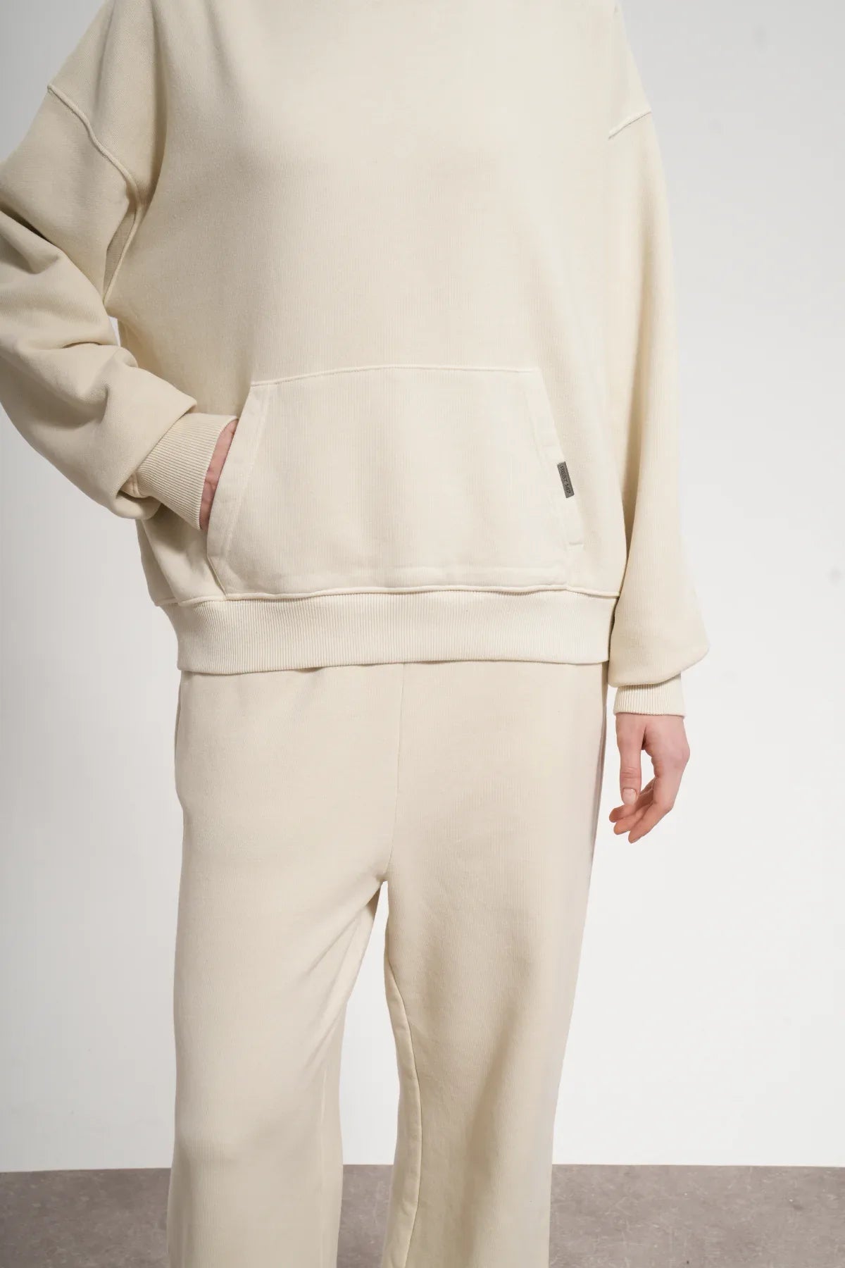 Kadın Boxy Fit Washed Hoodie - Bej - REST 147