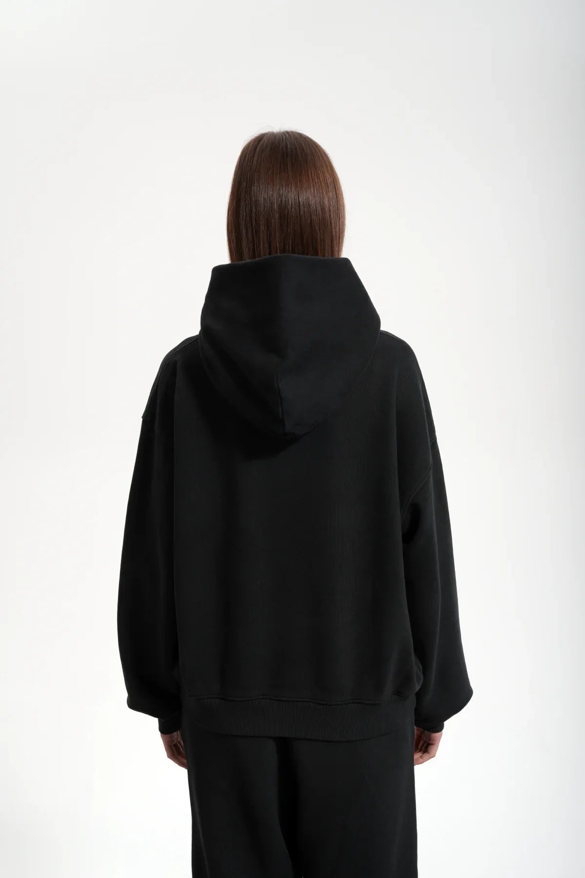 Kadın Boxy Fit Washed Hoodie - Siyah - REST 147