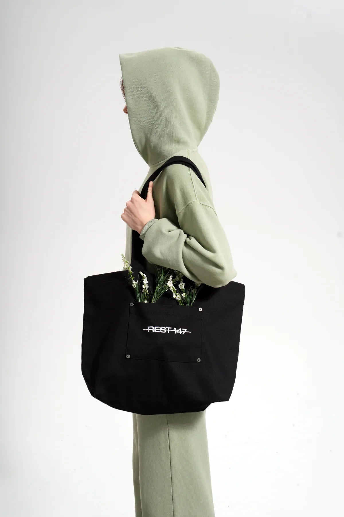 Kadın Boxy Fit Washed Hoodie - Yeşil - REST 147