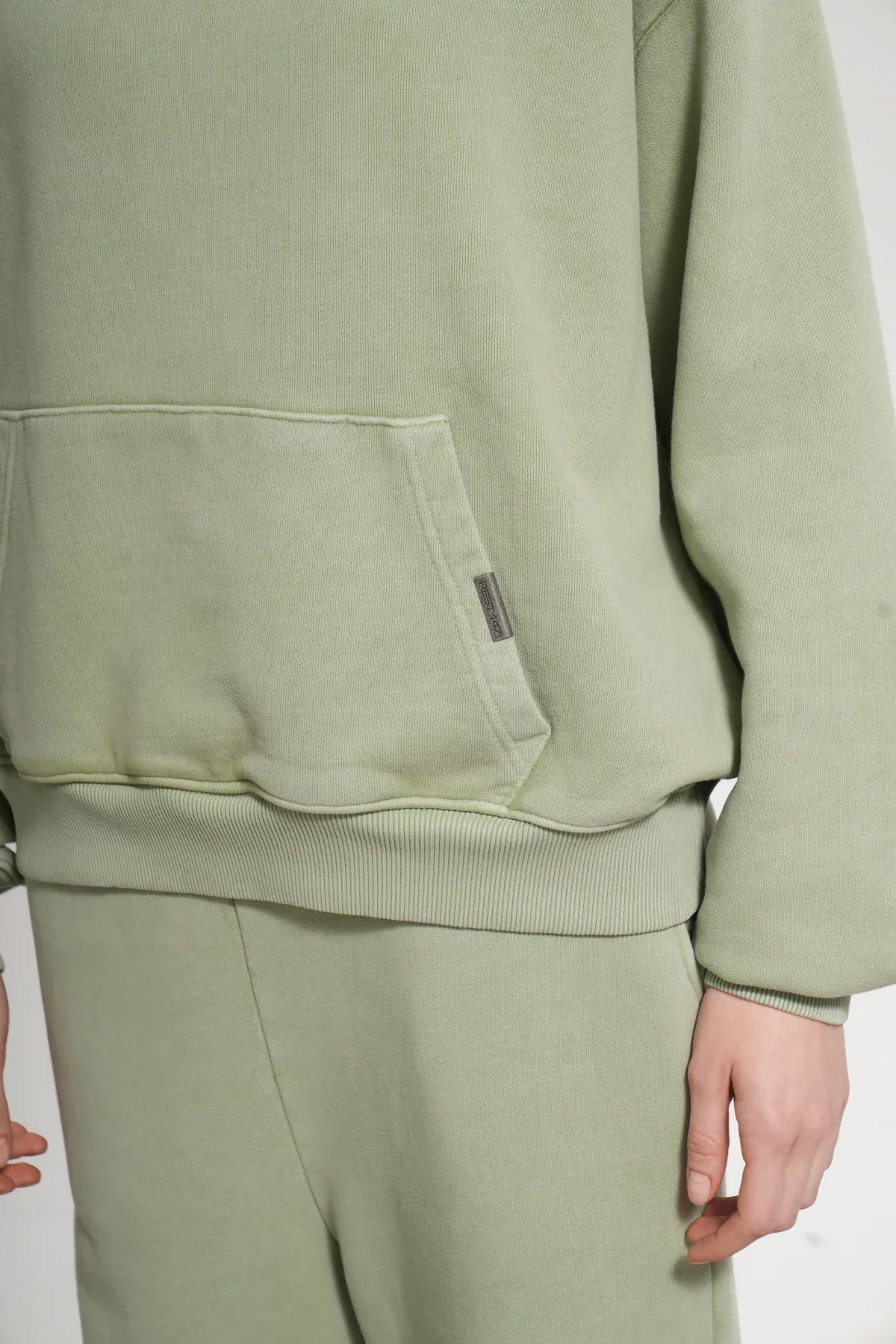 Kadın Boxy Fit Washed Hoodie - Yeşil - REST 147