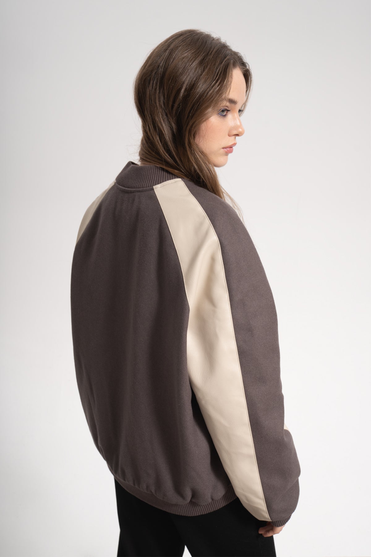 Unisex Relaxed Fit Unisex College Jacket - Kahverengi